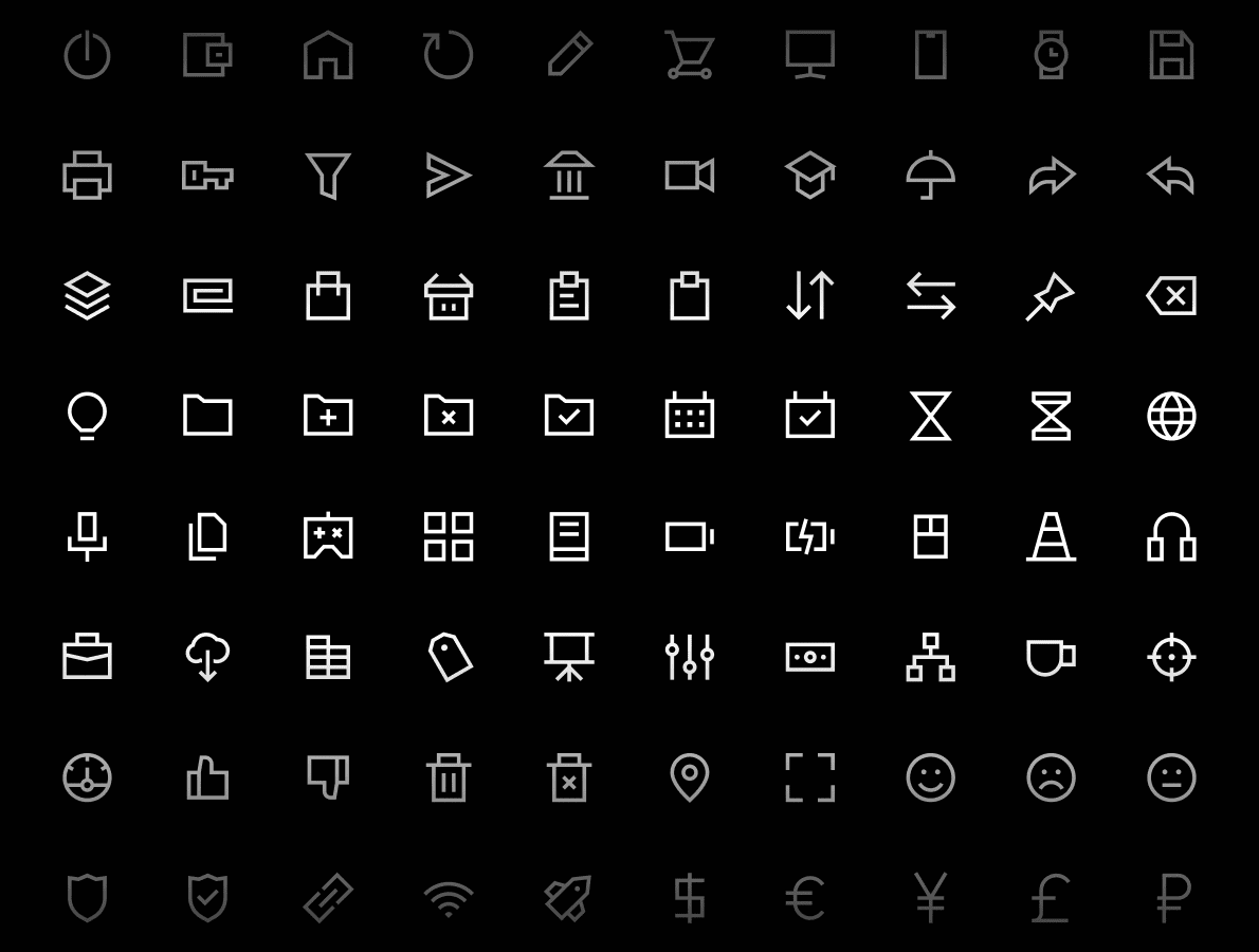 Outline icons in regular style