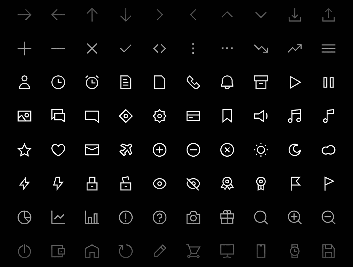 Outline icons in thin style