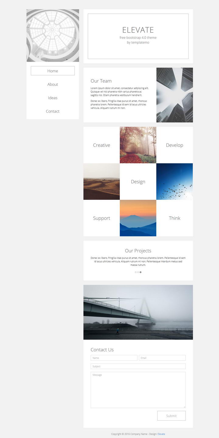 Elevate Template portfolio layout demonstration