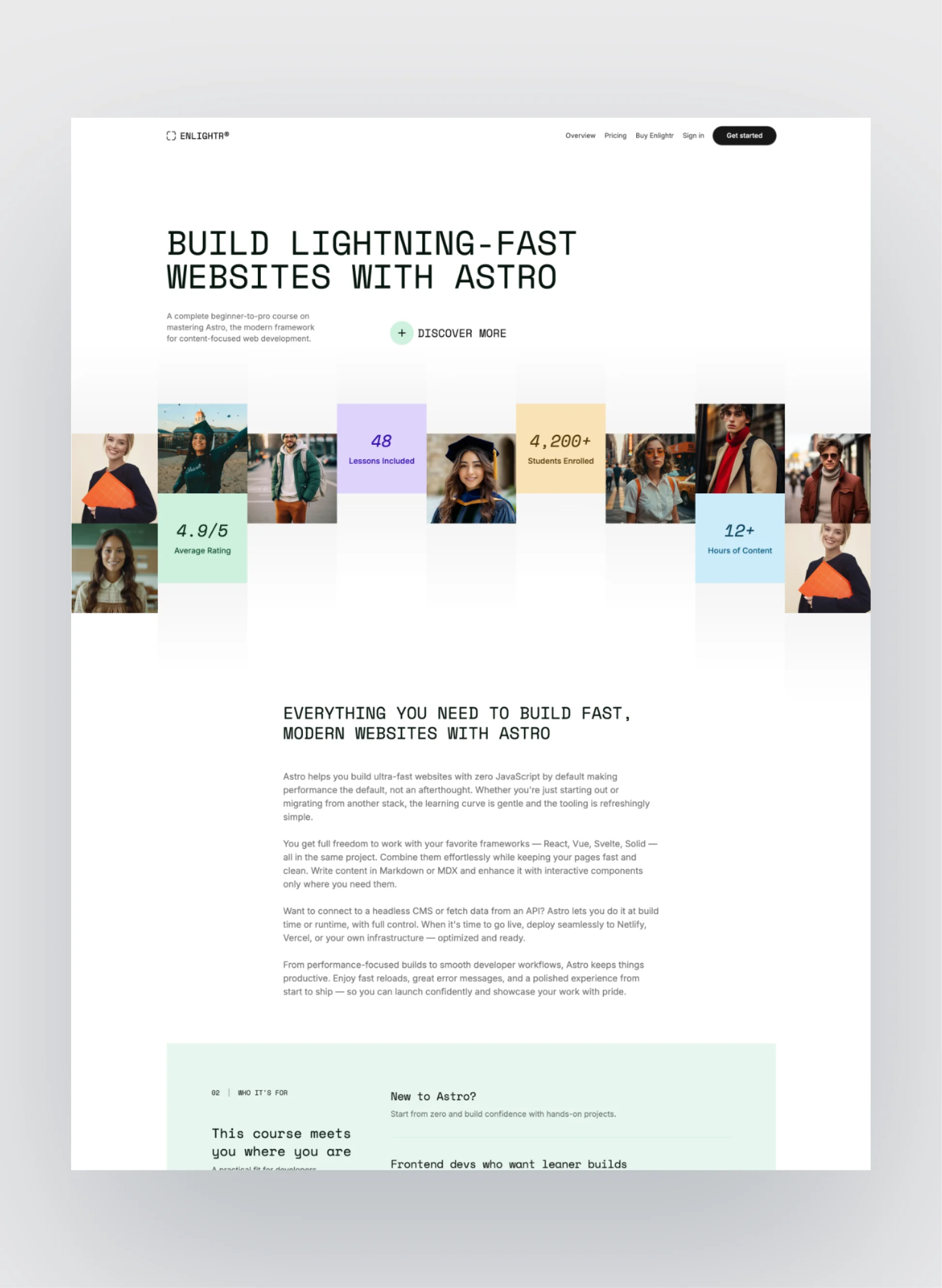Screenshot showcasing Enlightr homepage