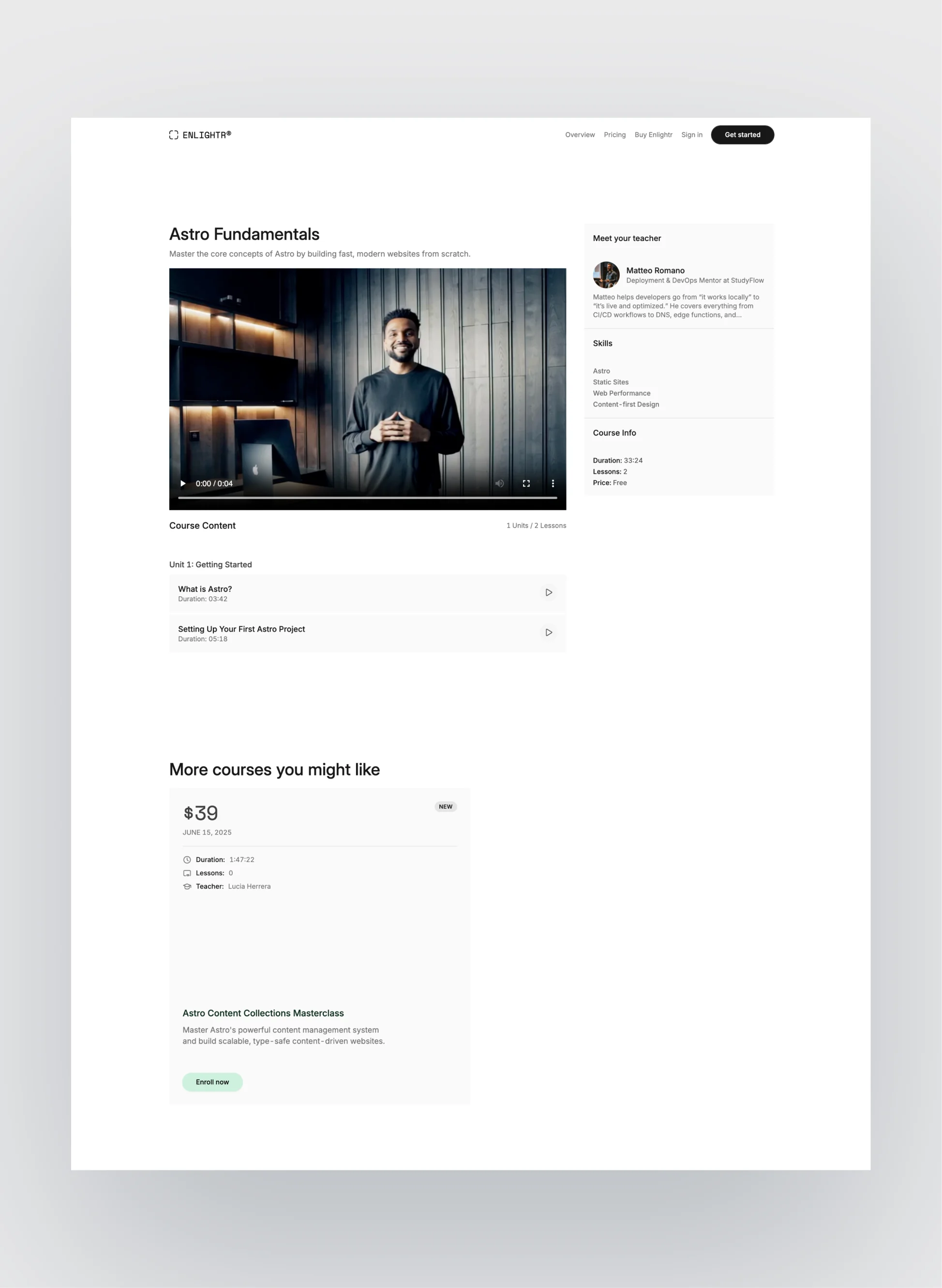 Enlightr template header layout