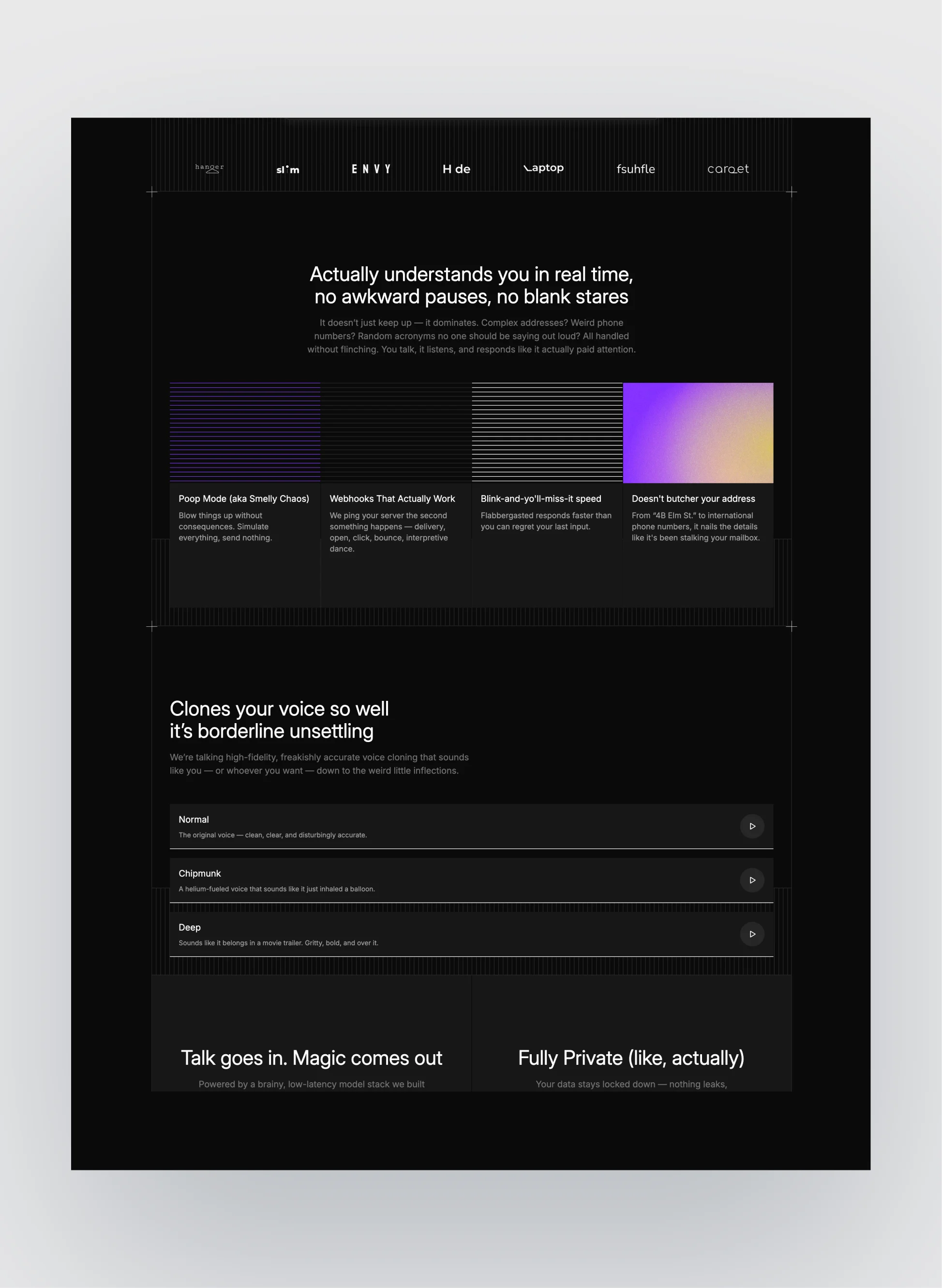 Flabbergasted template features section showcasing statistics