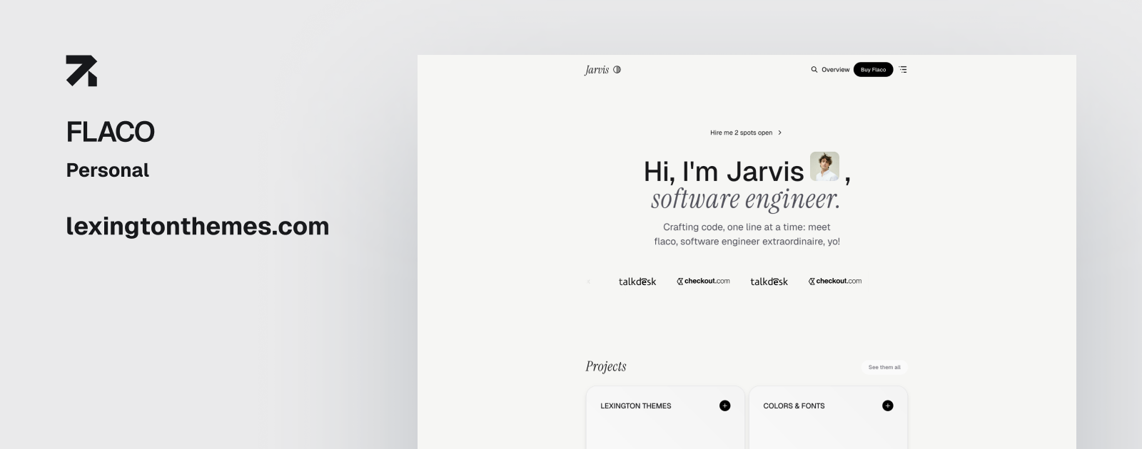 Preview of Flaco website template in light mode