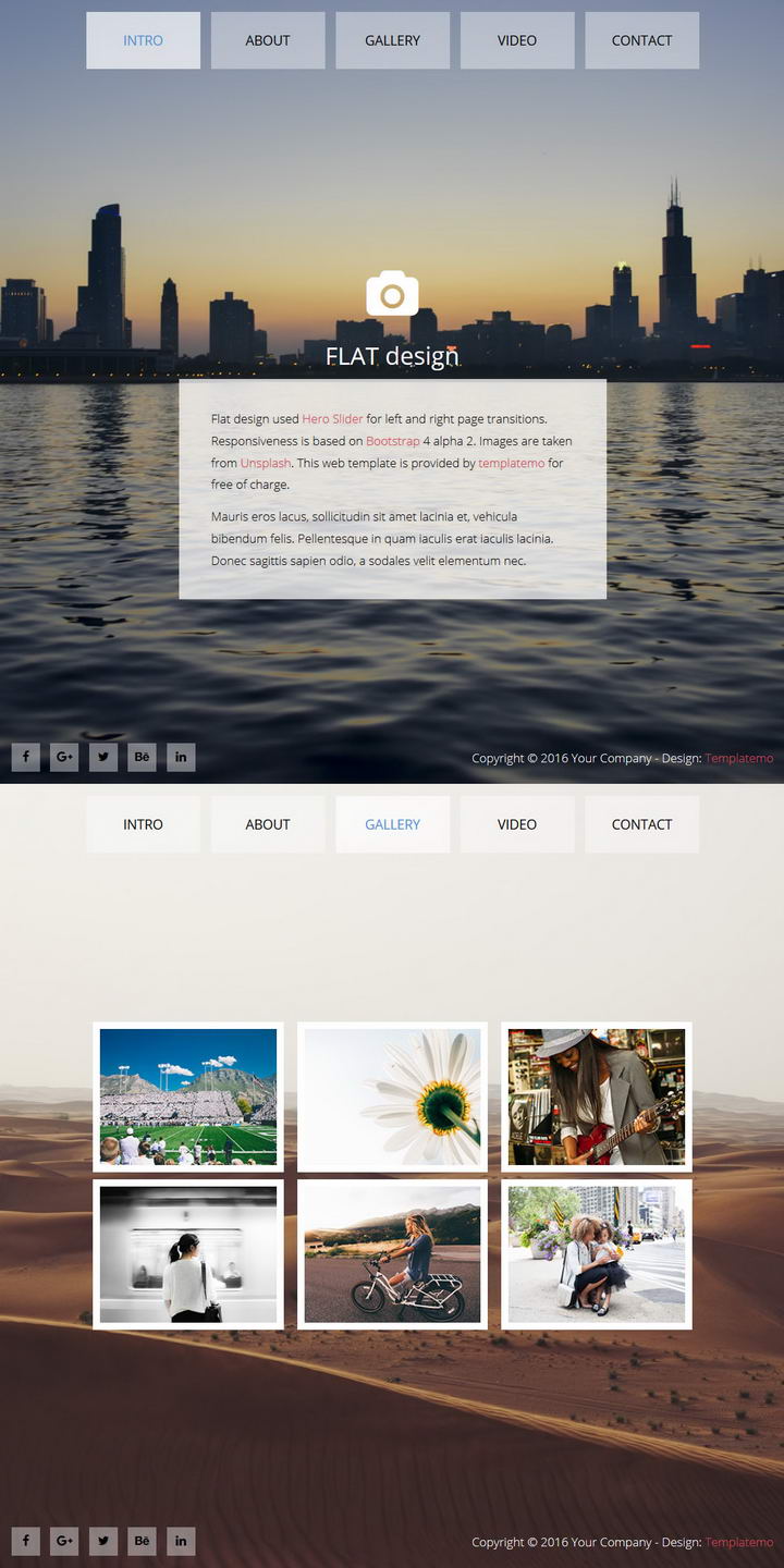 Full page background image layout of Flat Template
