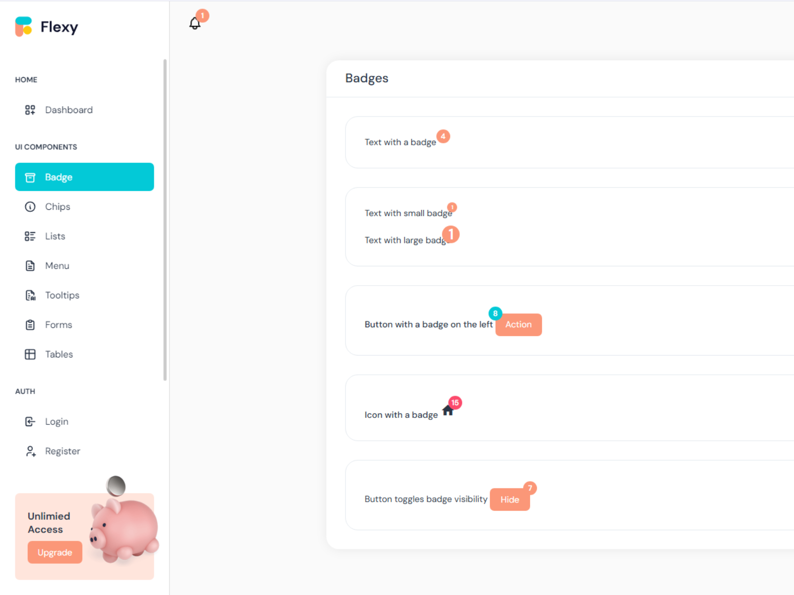 Responsive design elements of Flexy Admin Template