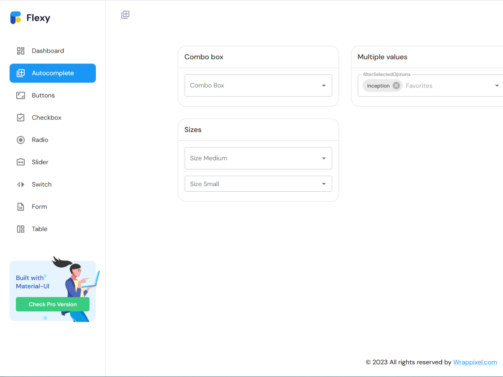 Responsive design layout of Flexy Admin template