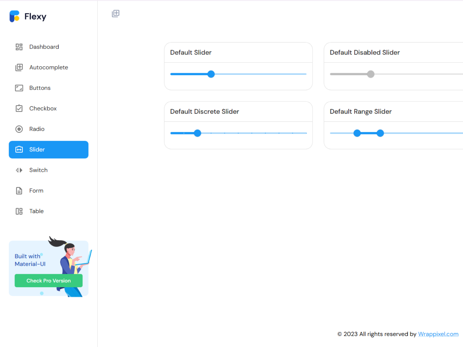 Clean modular design of Flexy React Admin Template