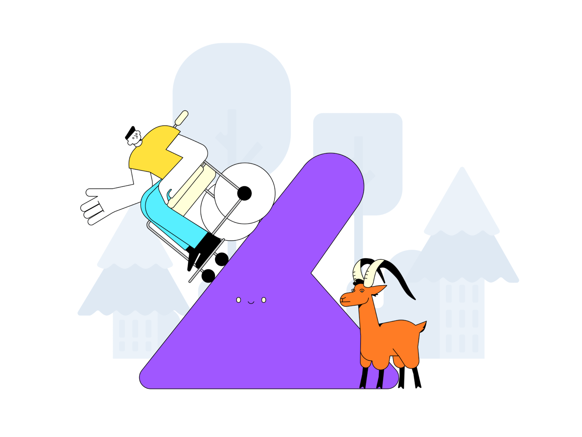 An imaginative scene with unique creatures and landscapes