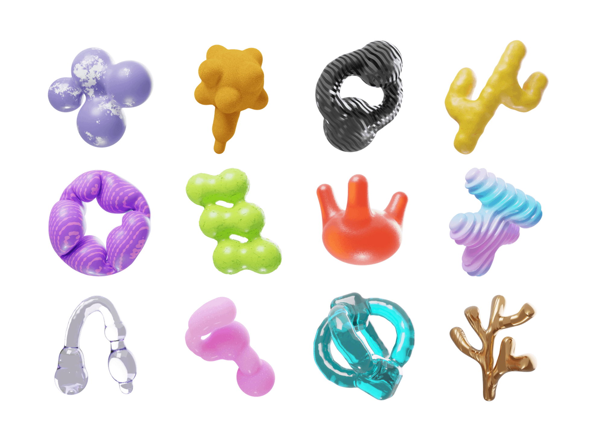 Colorful 3D fluid abstract shape illustration