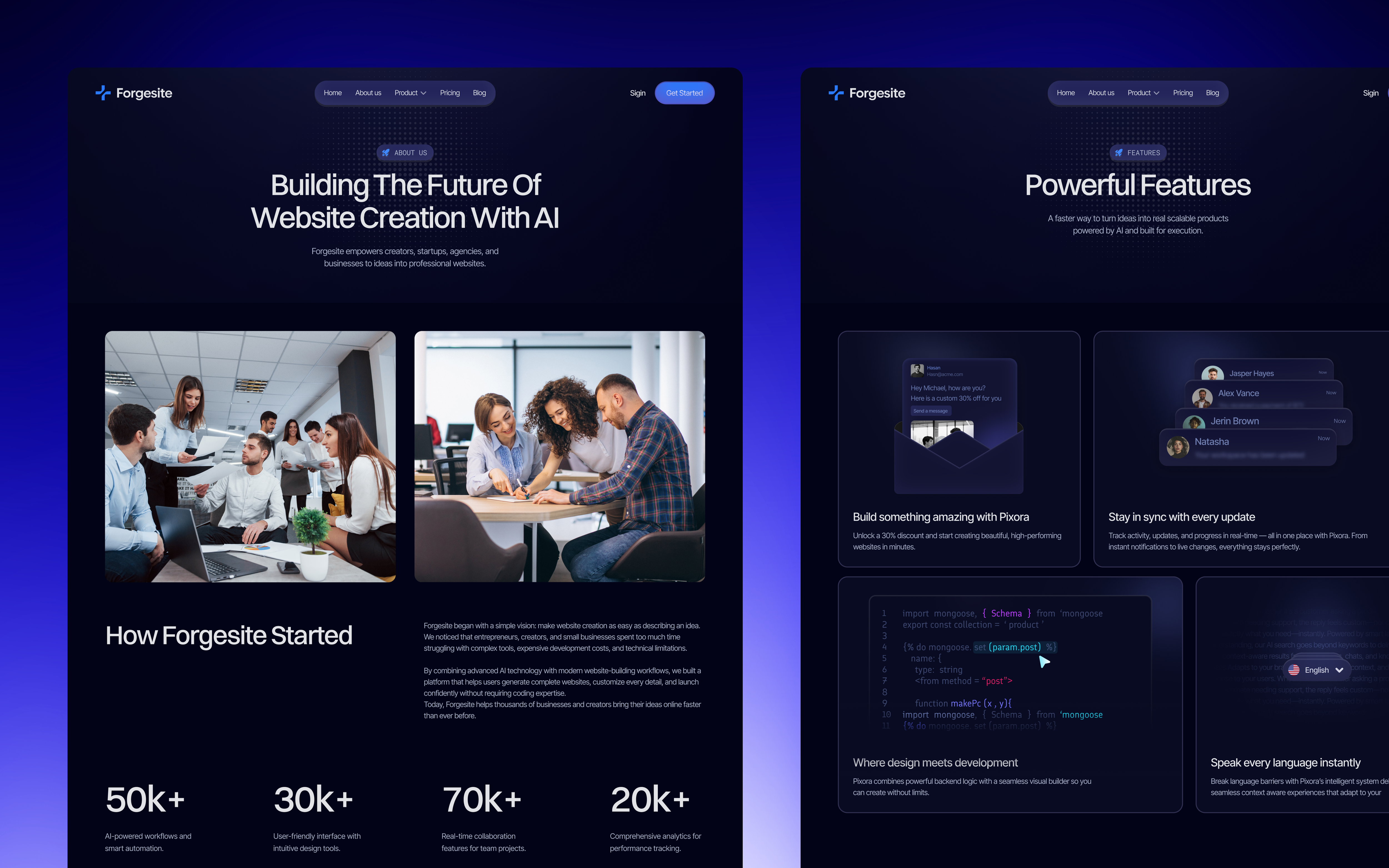 Contact page design with form elements