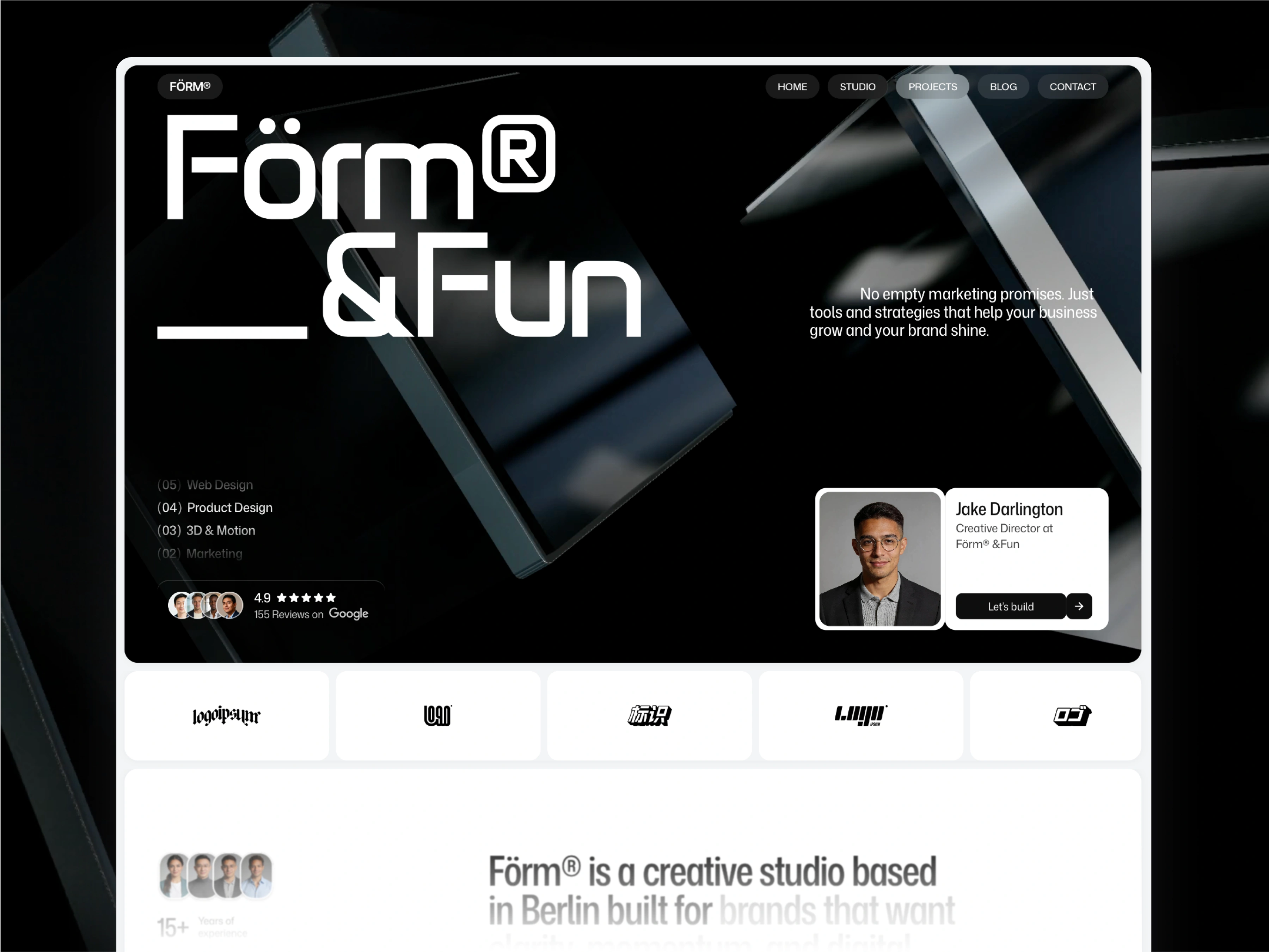 Preview of Form Studio's homepage design