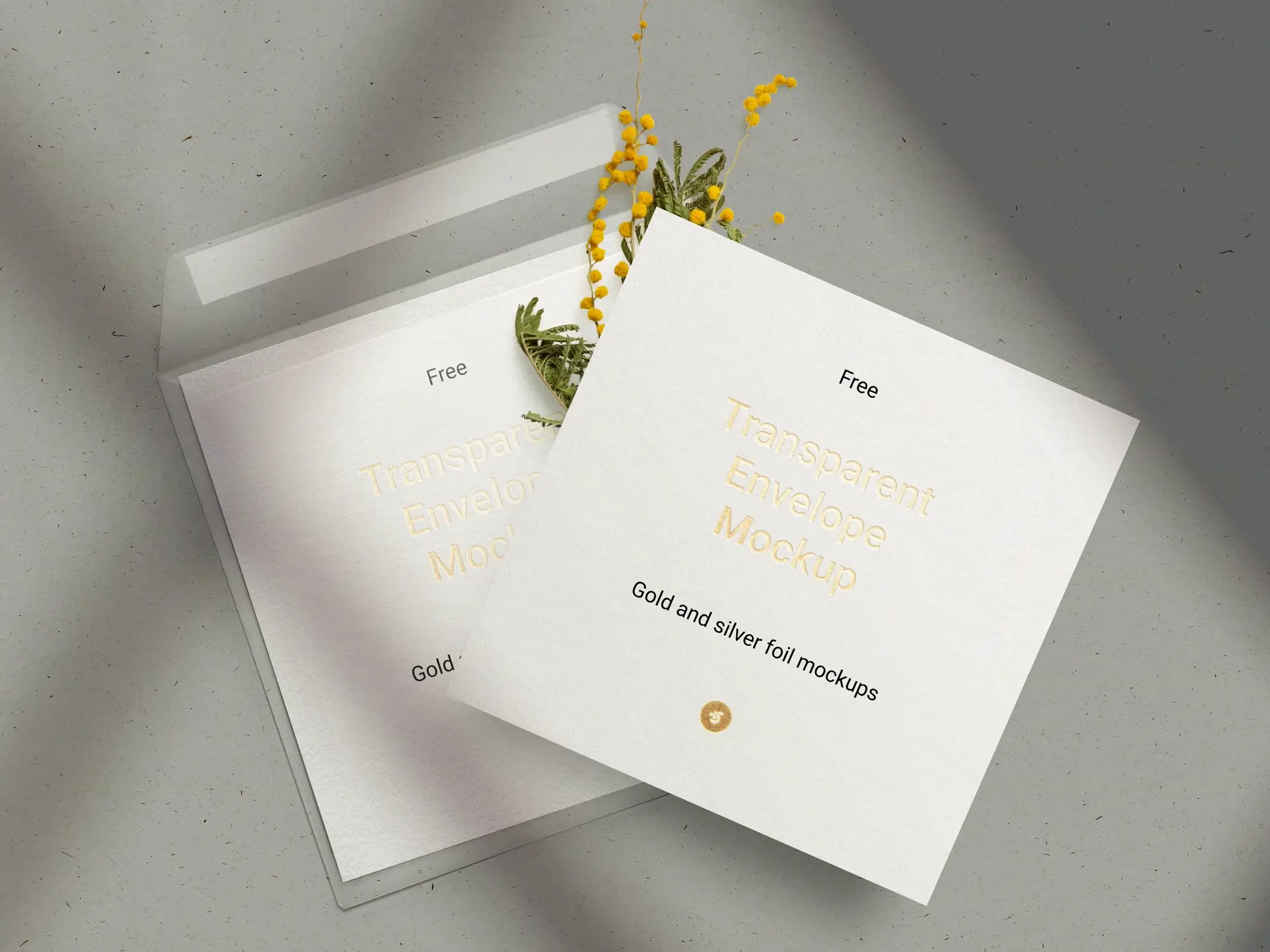 Front view of the card mockup displayed in an envelope