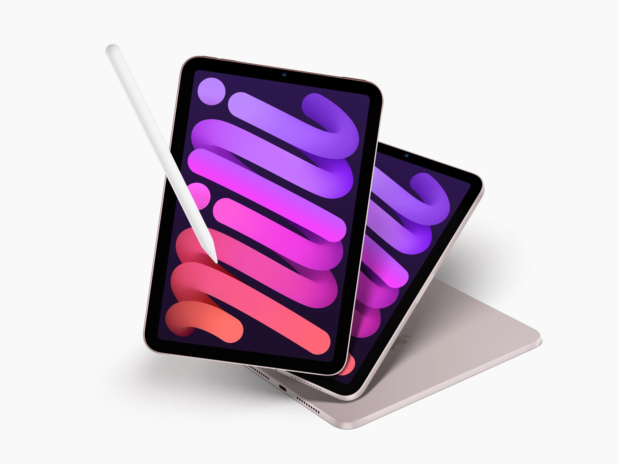 iPad Mini mockup in space gray color with a pen