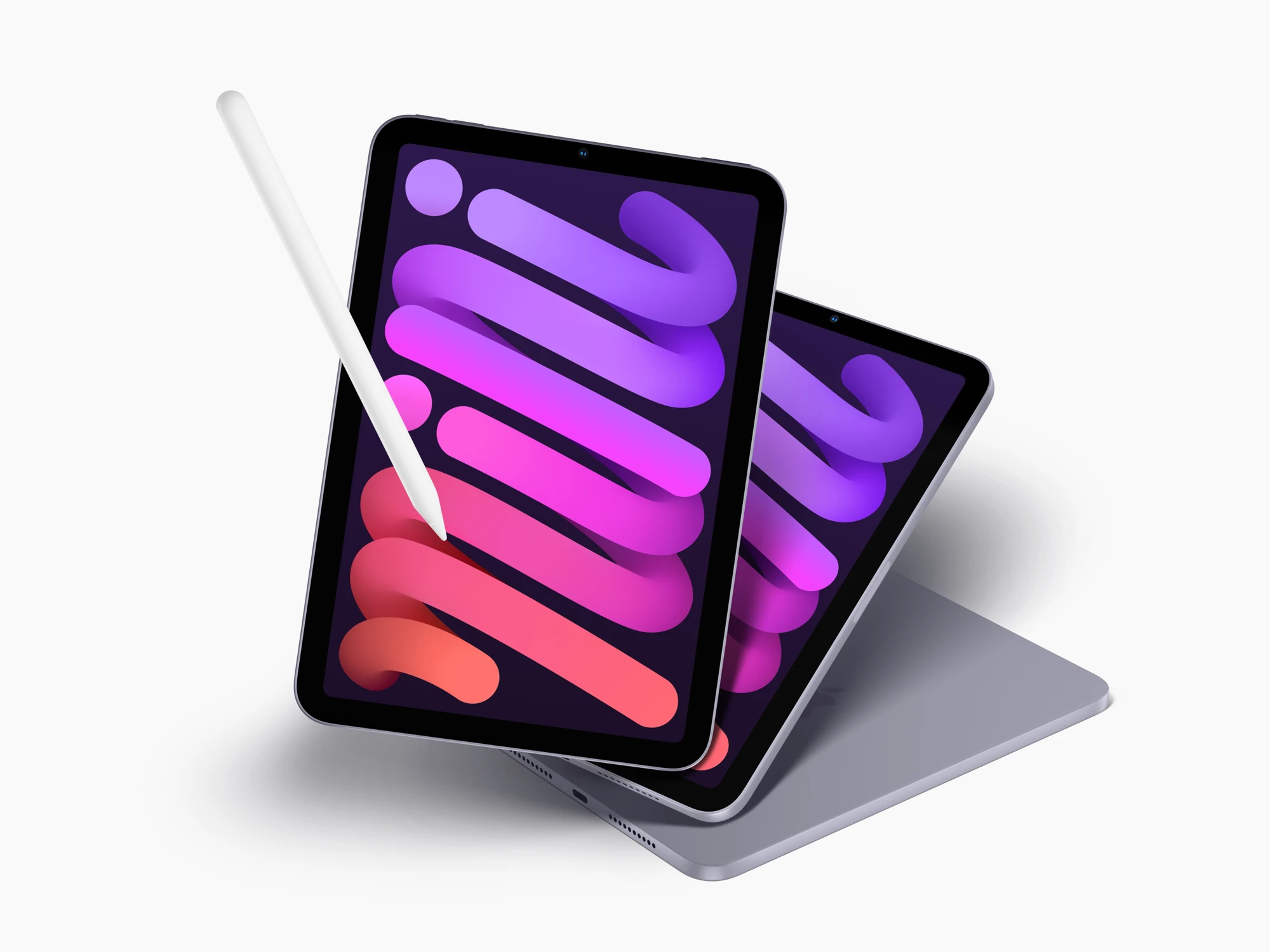 iPad Mini mockup in gold color with a pen