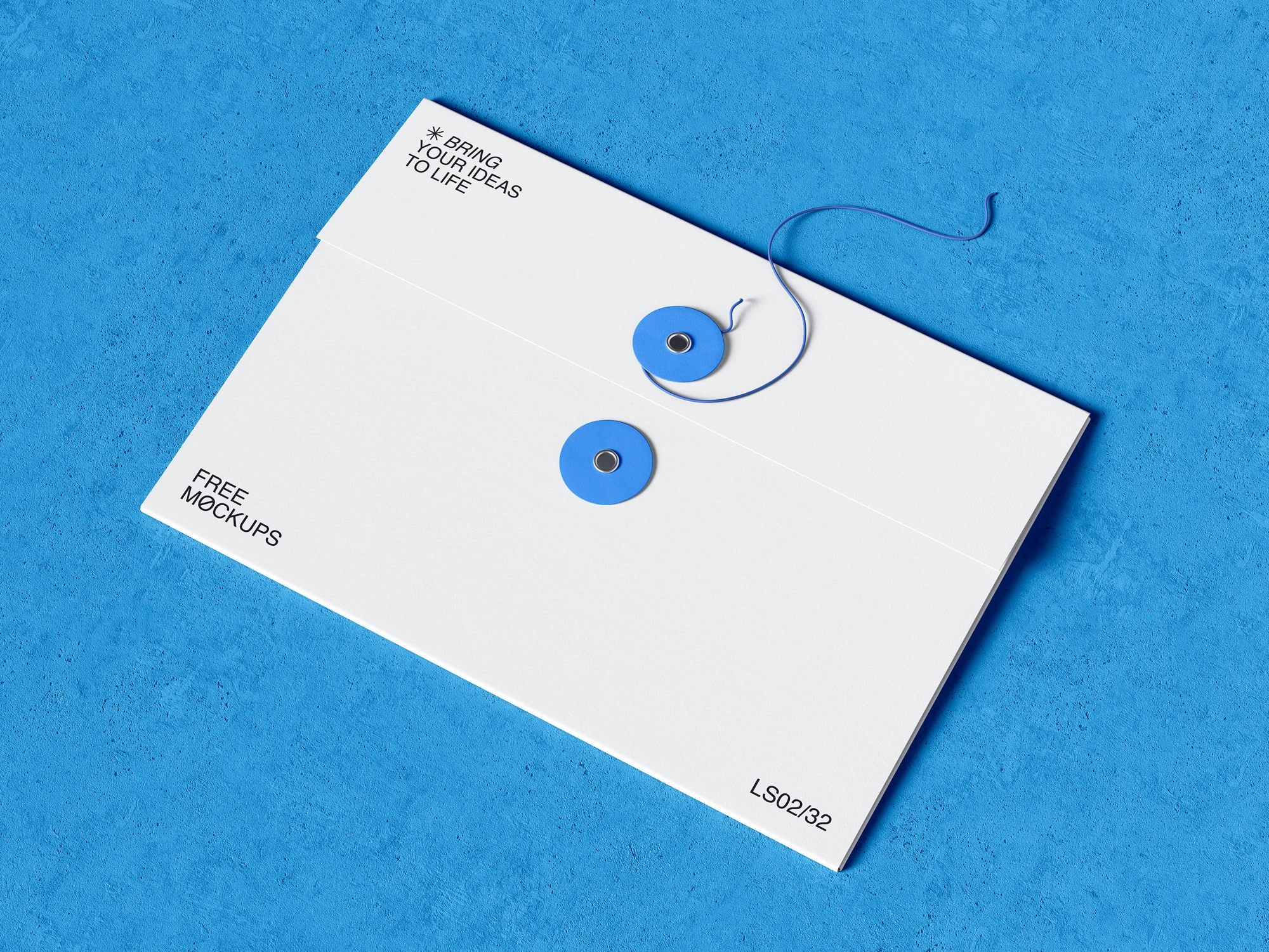 Close-up view of the string tie envelope mockup featuring customizable layers.