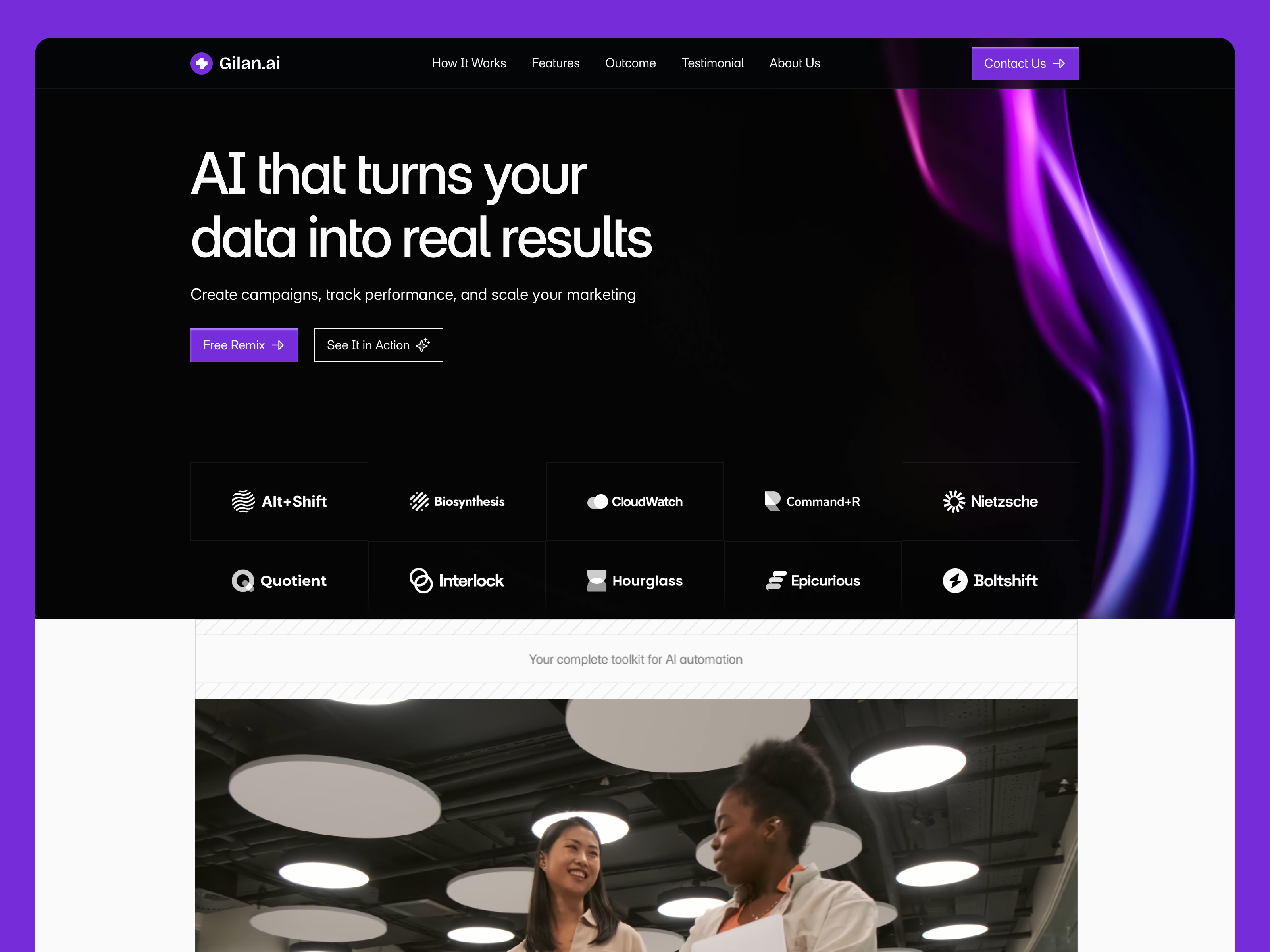 Gilan Framer template landing page preview 2