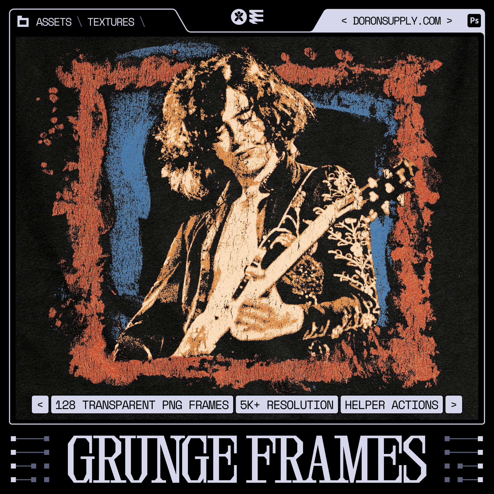 Collection of 128 grunge frames in high resolution