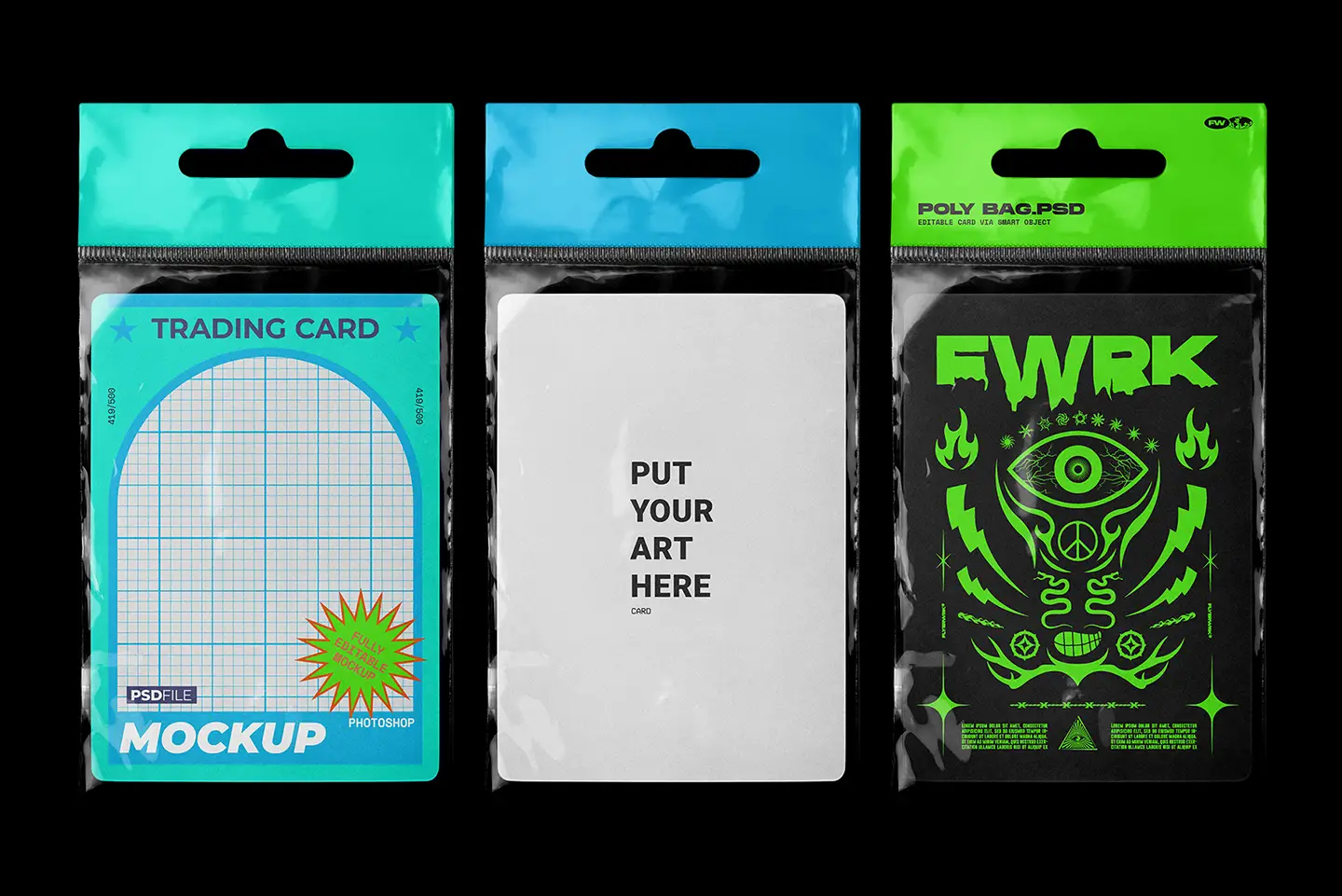 Side view of hanging poly bag showing realistic textures