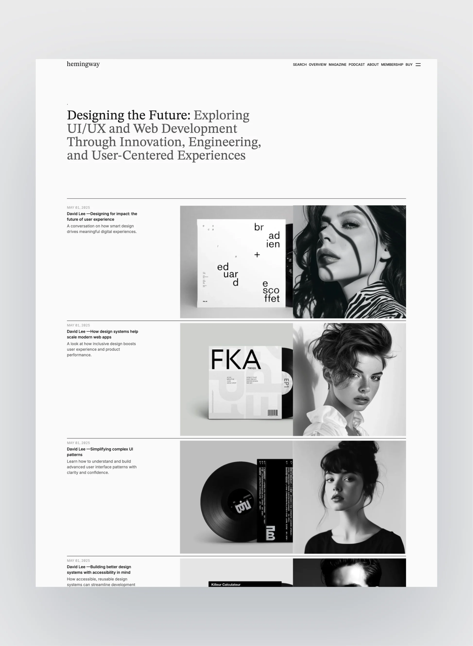 Elegant blog post layout of Hemingway theme