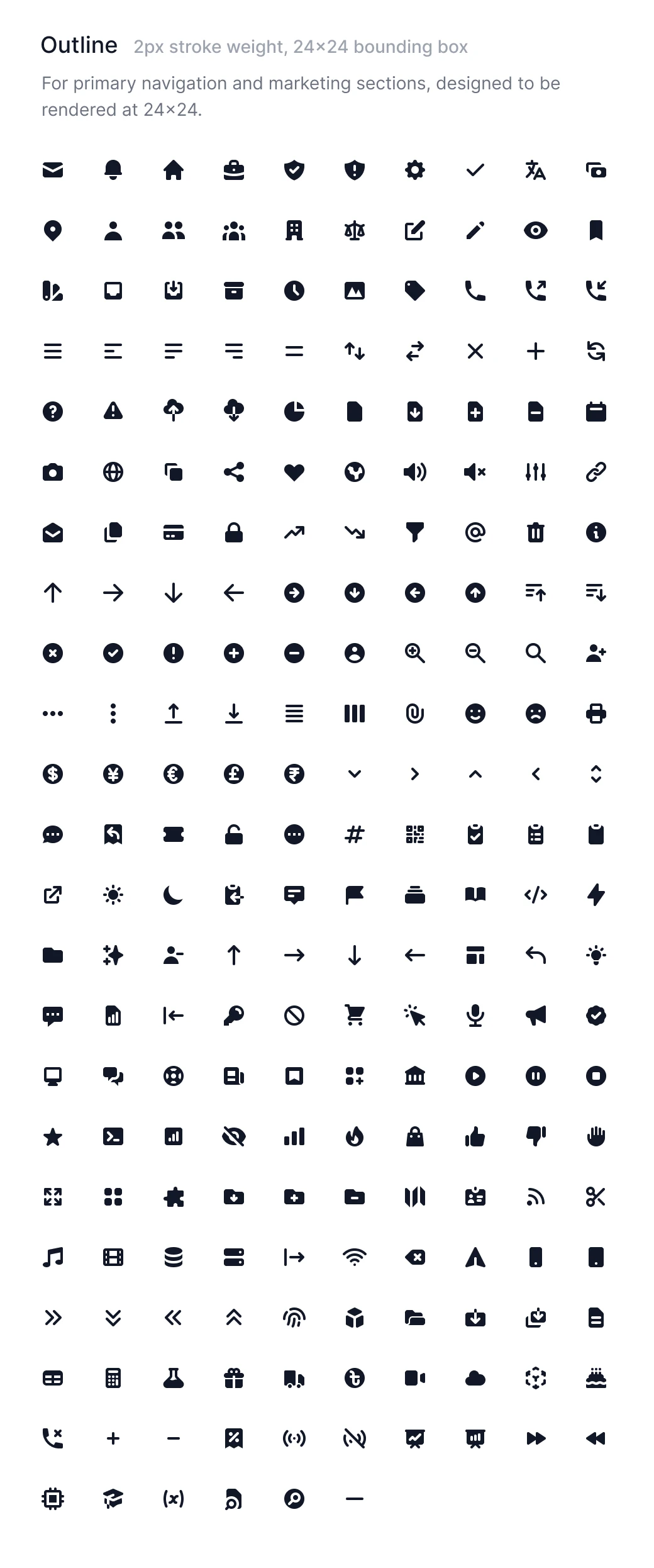 Close-up of Heroicons representing various user interface symbols.