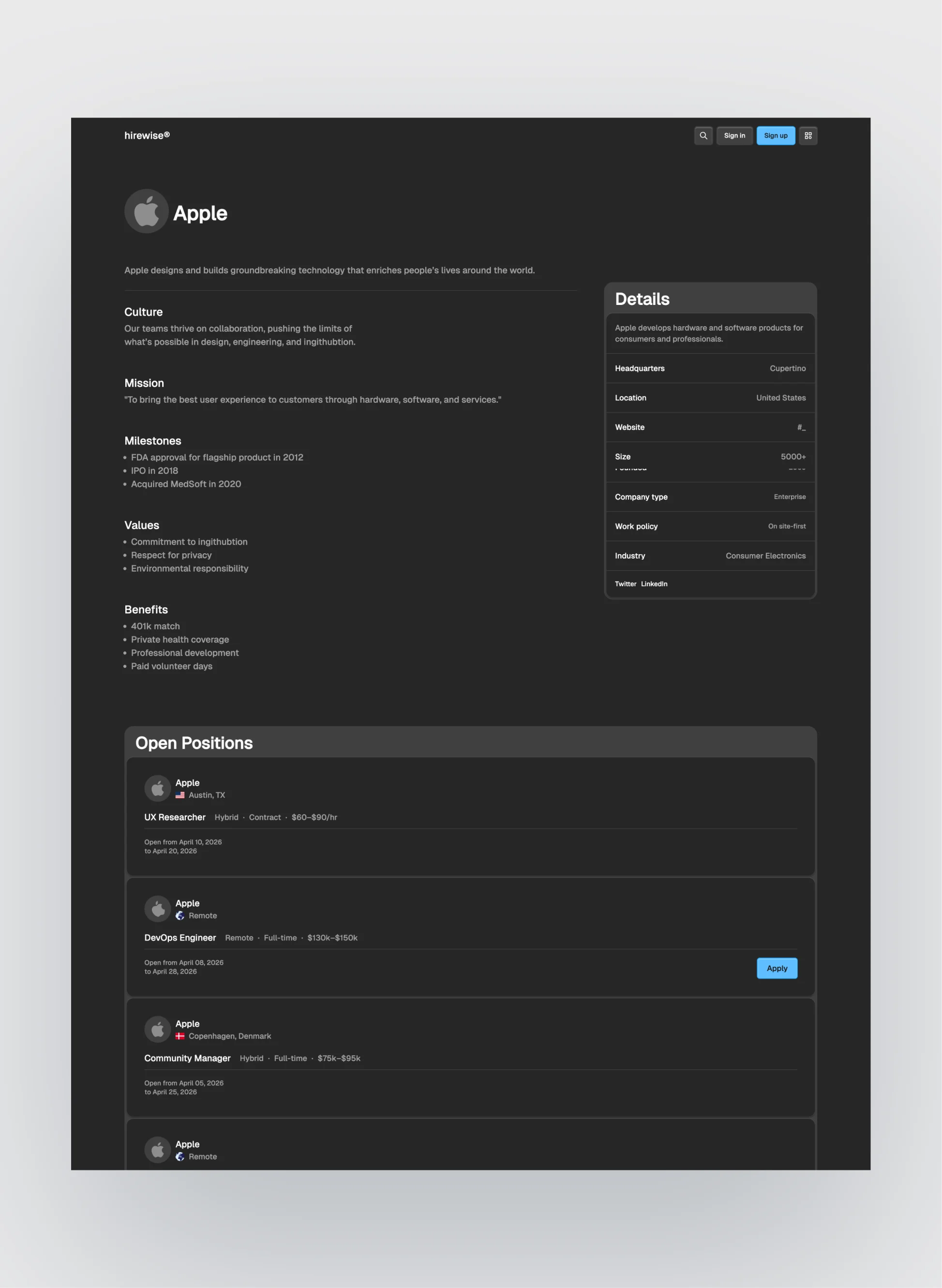 Hirewise template with dark mode switch option