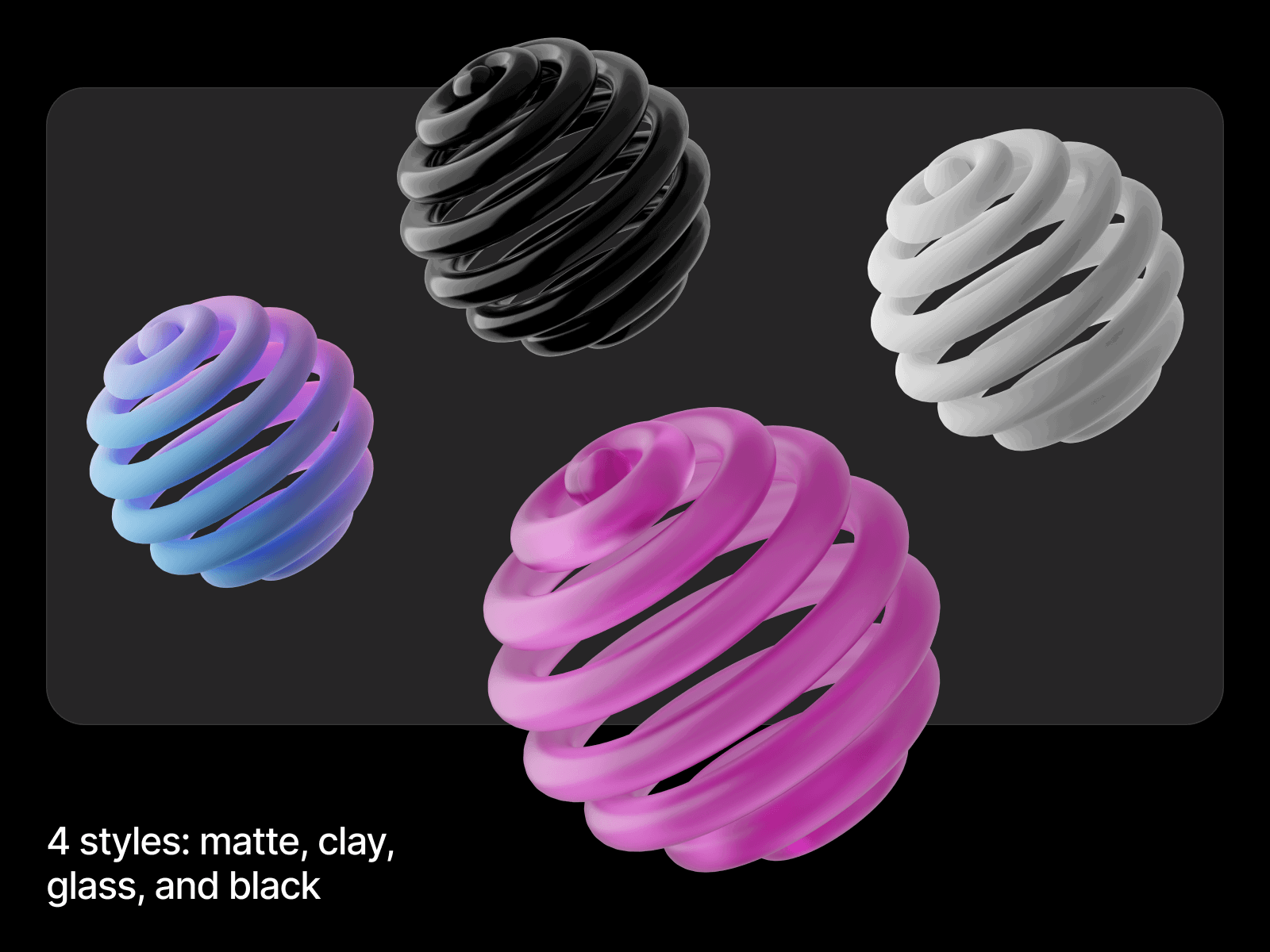Glass style 3D objects showcasing transparency.