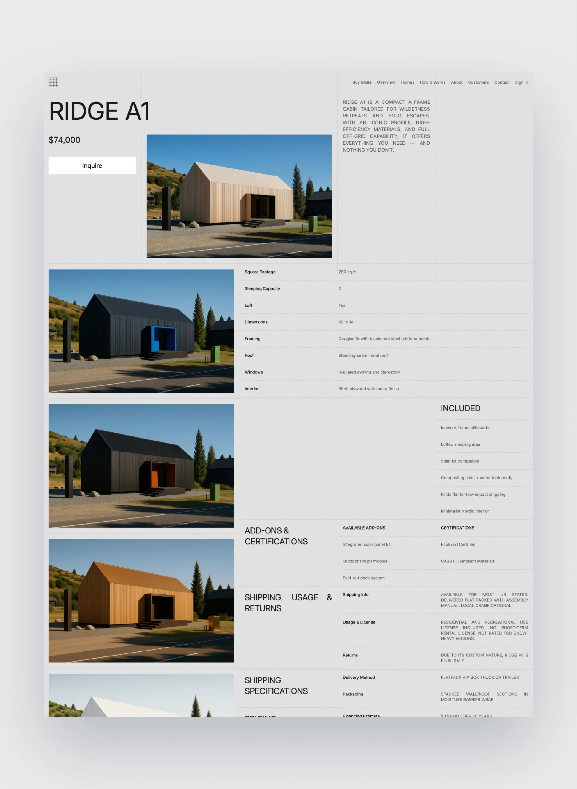 Product catalog layout example from Mølle