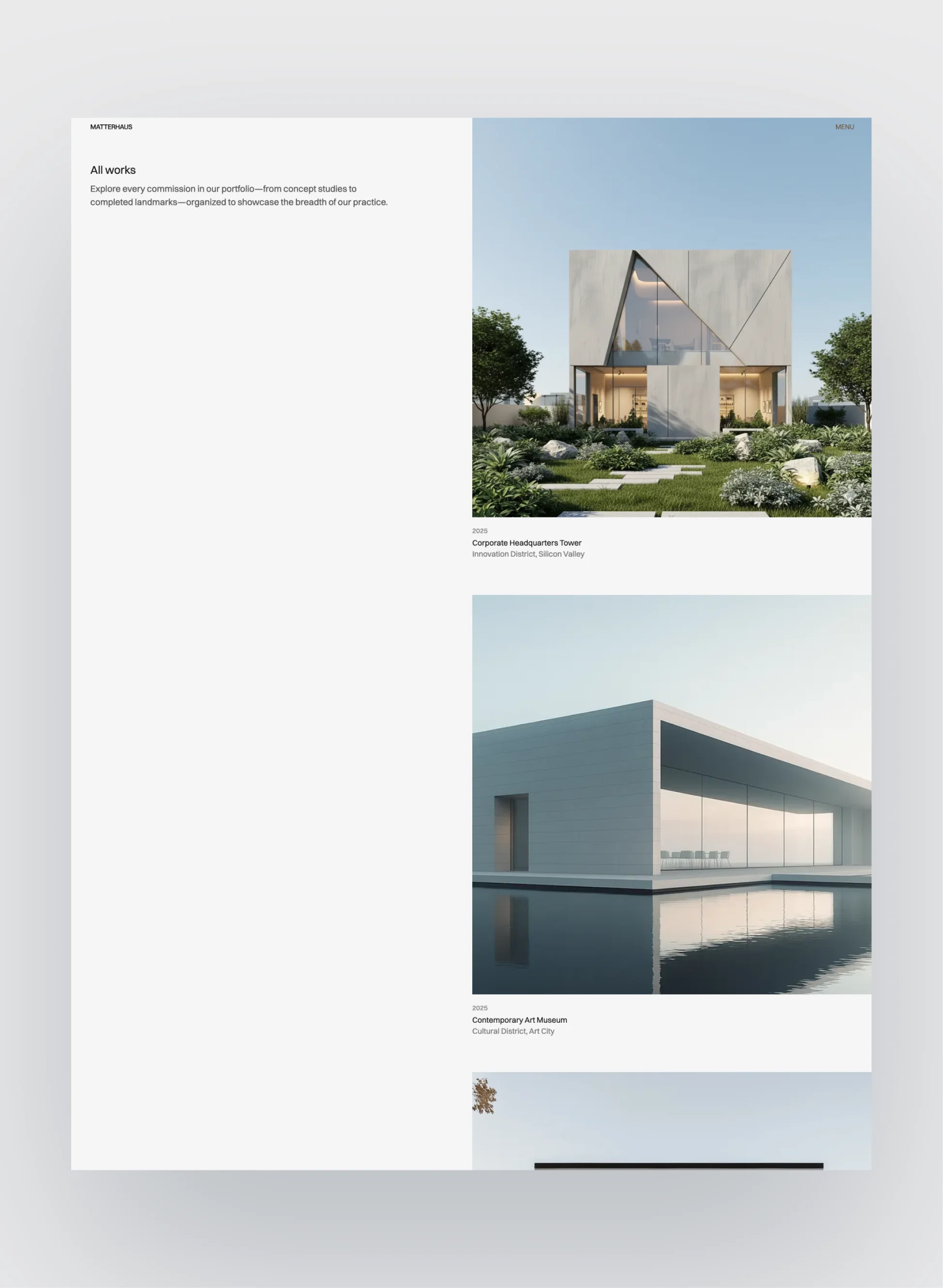 Matterhaus template showcasing service offerings