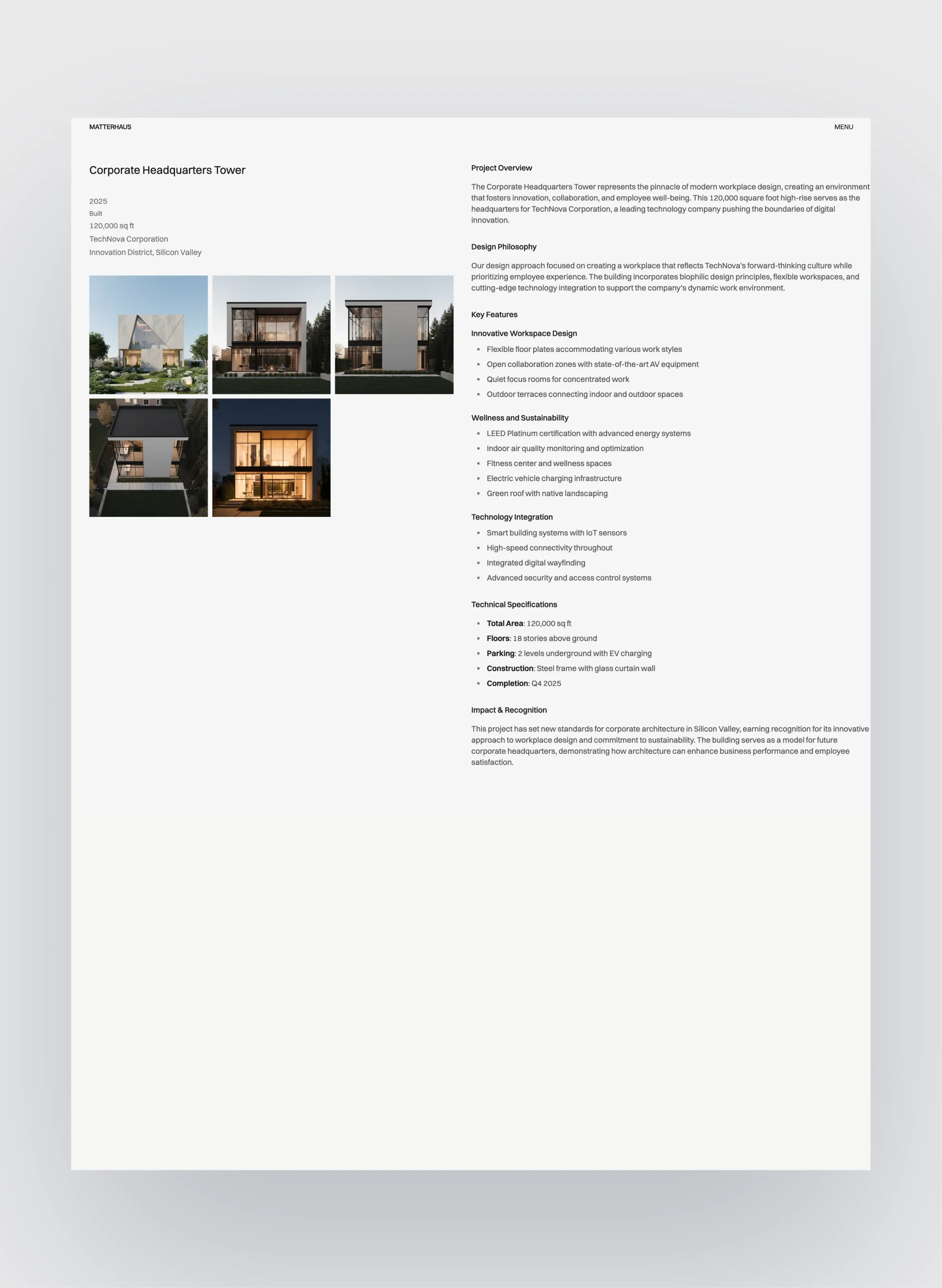 Mobile view of Matterhaus for responsive design
