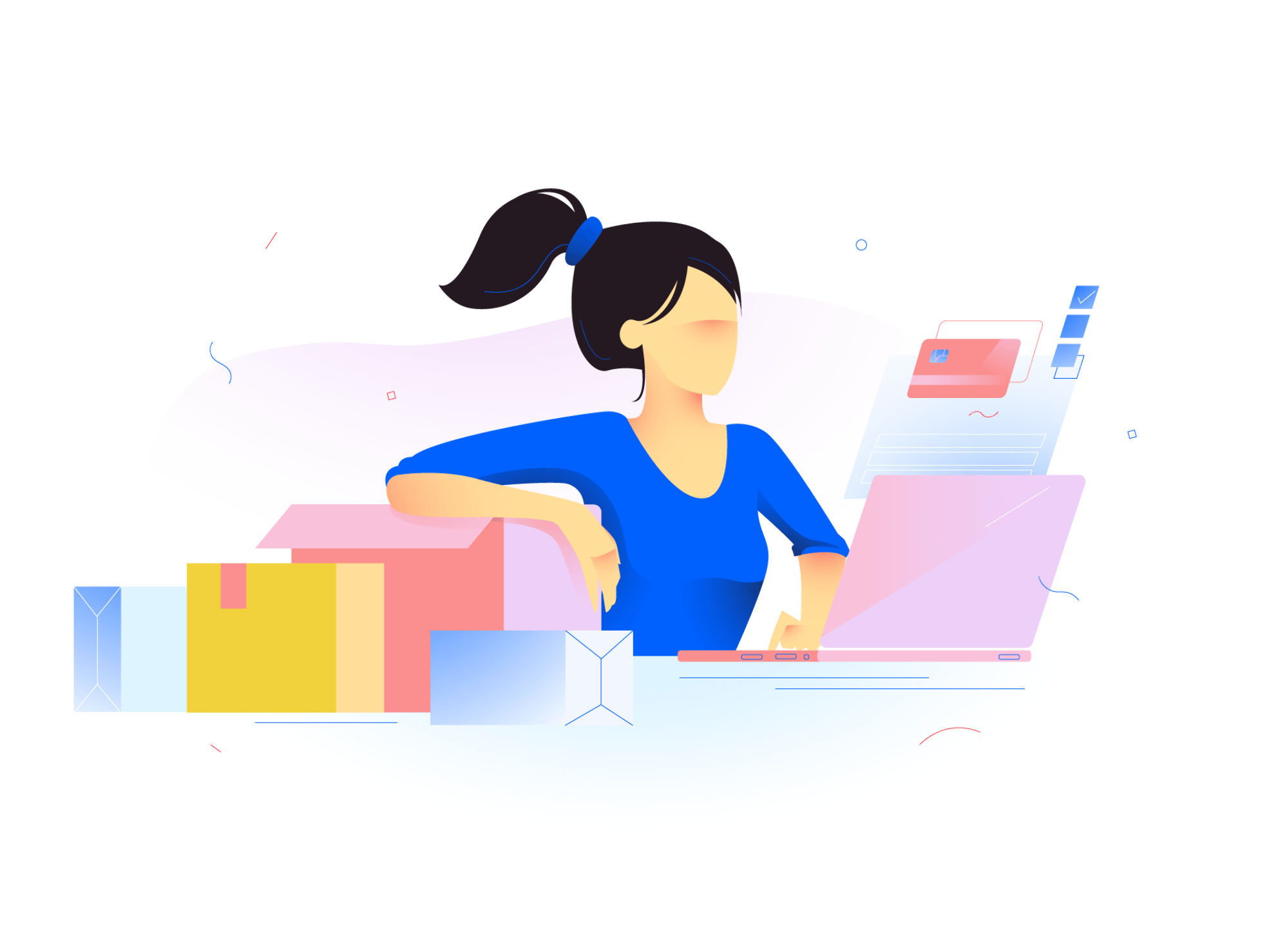 Illustration of a digital workspace with teamwork