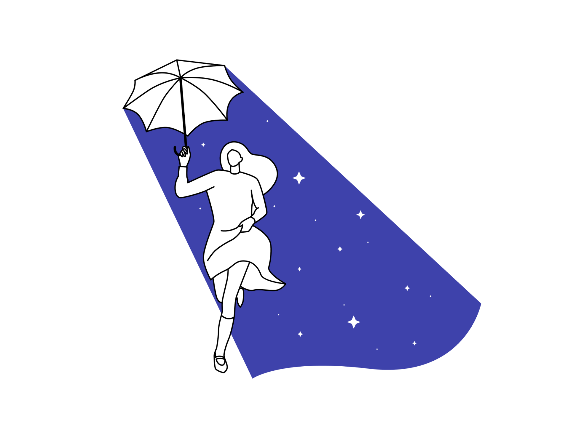 Midnight illustration featuring whimsical nature scenes