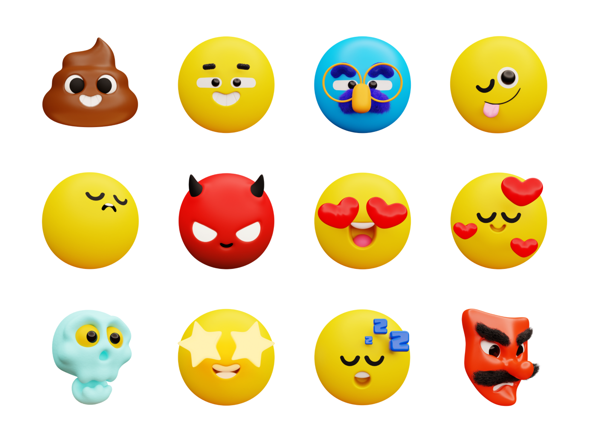 3D emoji expressing happiness