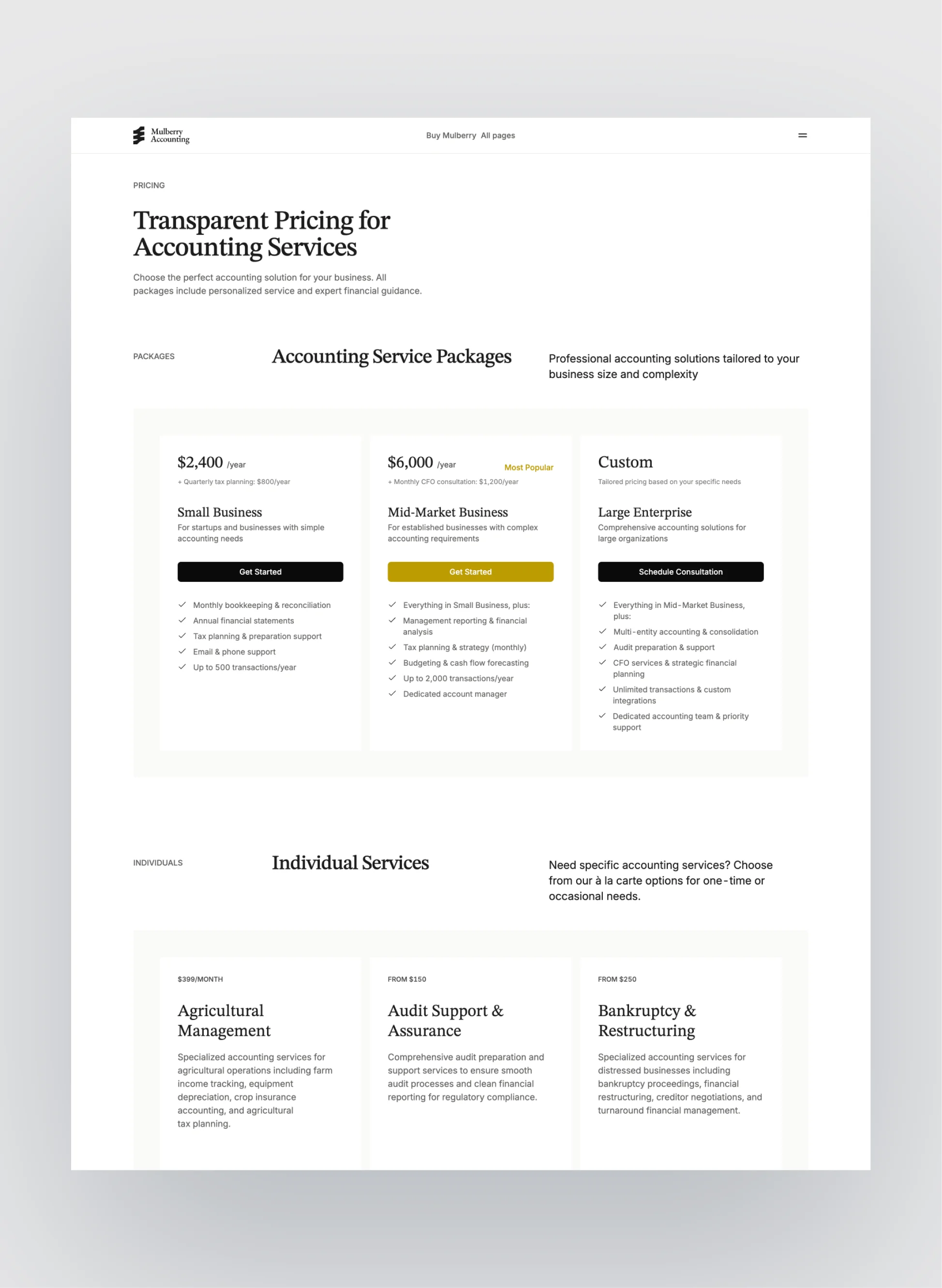Mulberry mobile responsive view