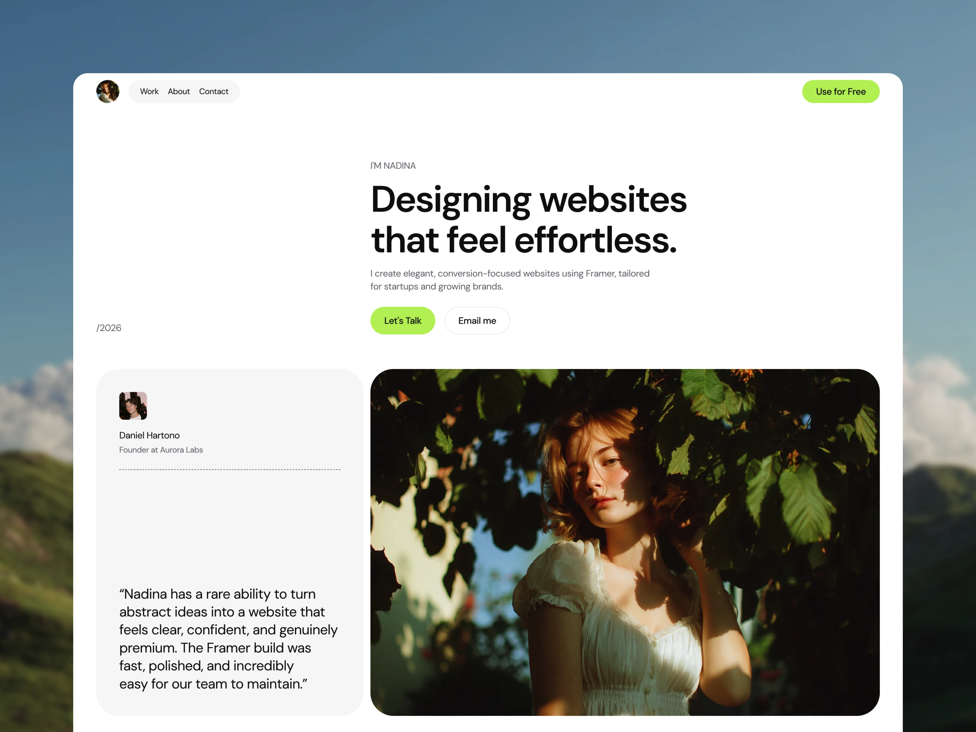 Nadina portfolio template preview 2