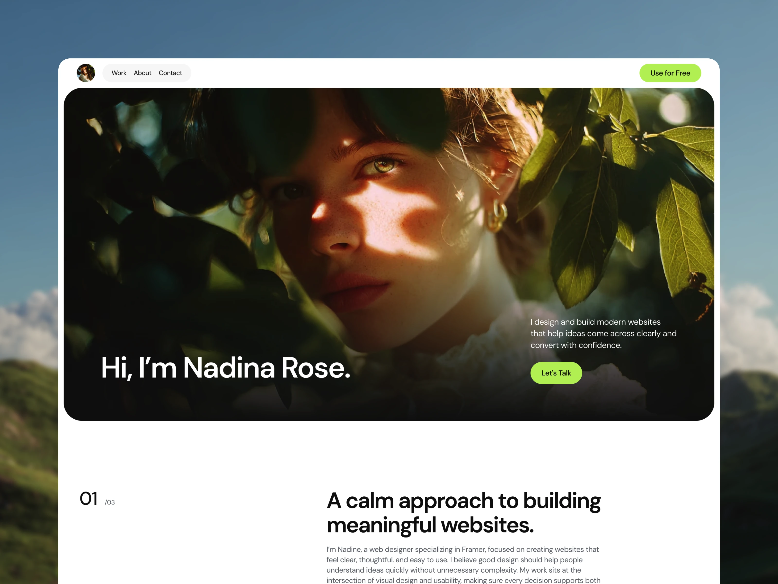 Nadina portfolio template preview 4
