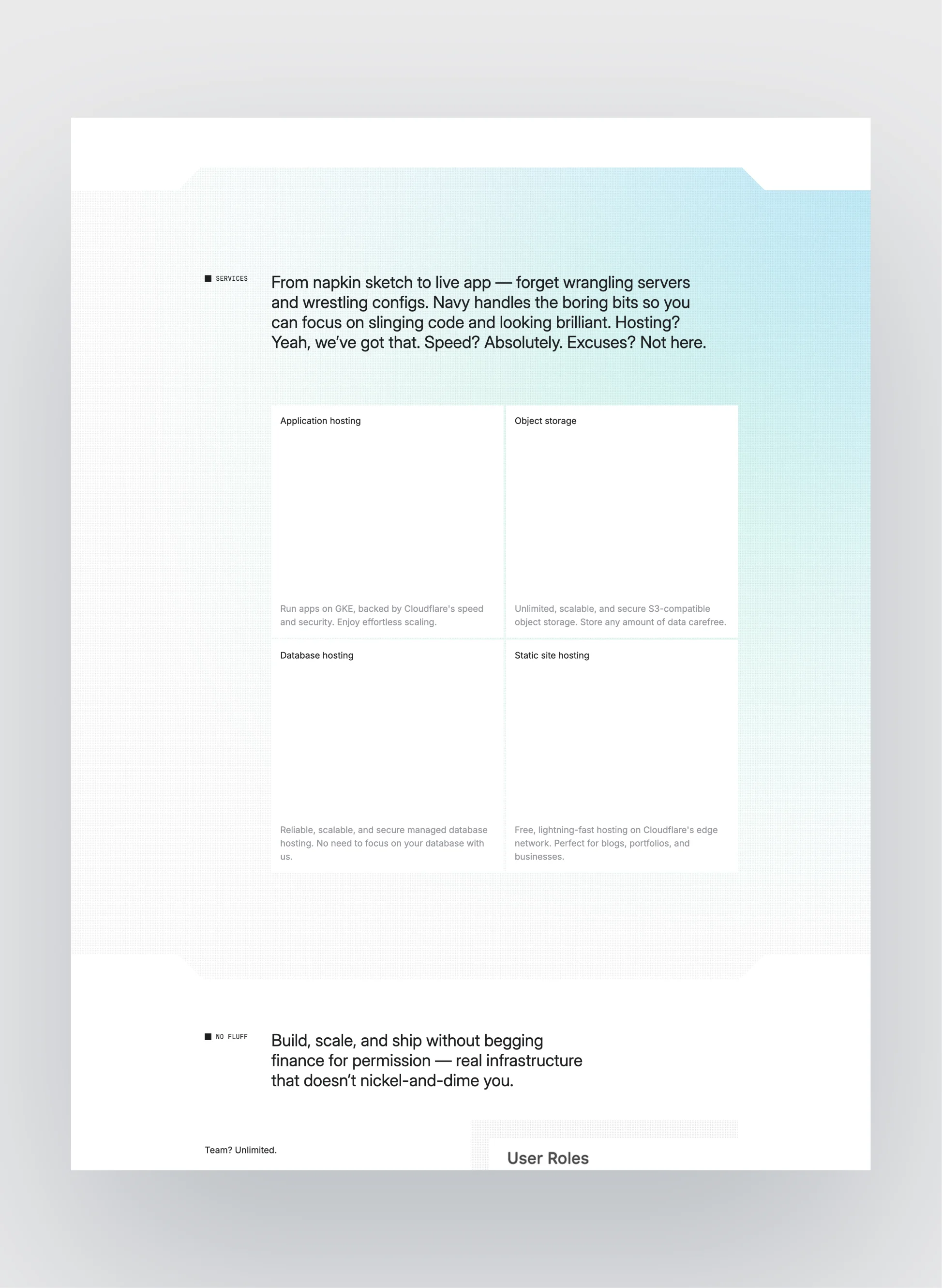 Feature section of Navy template