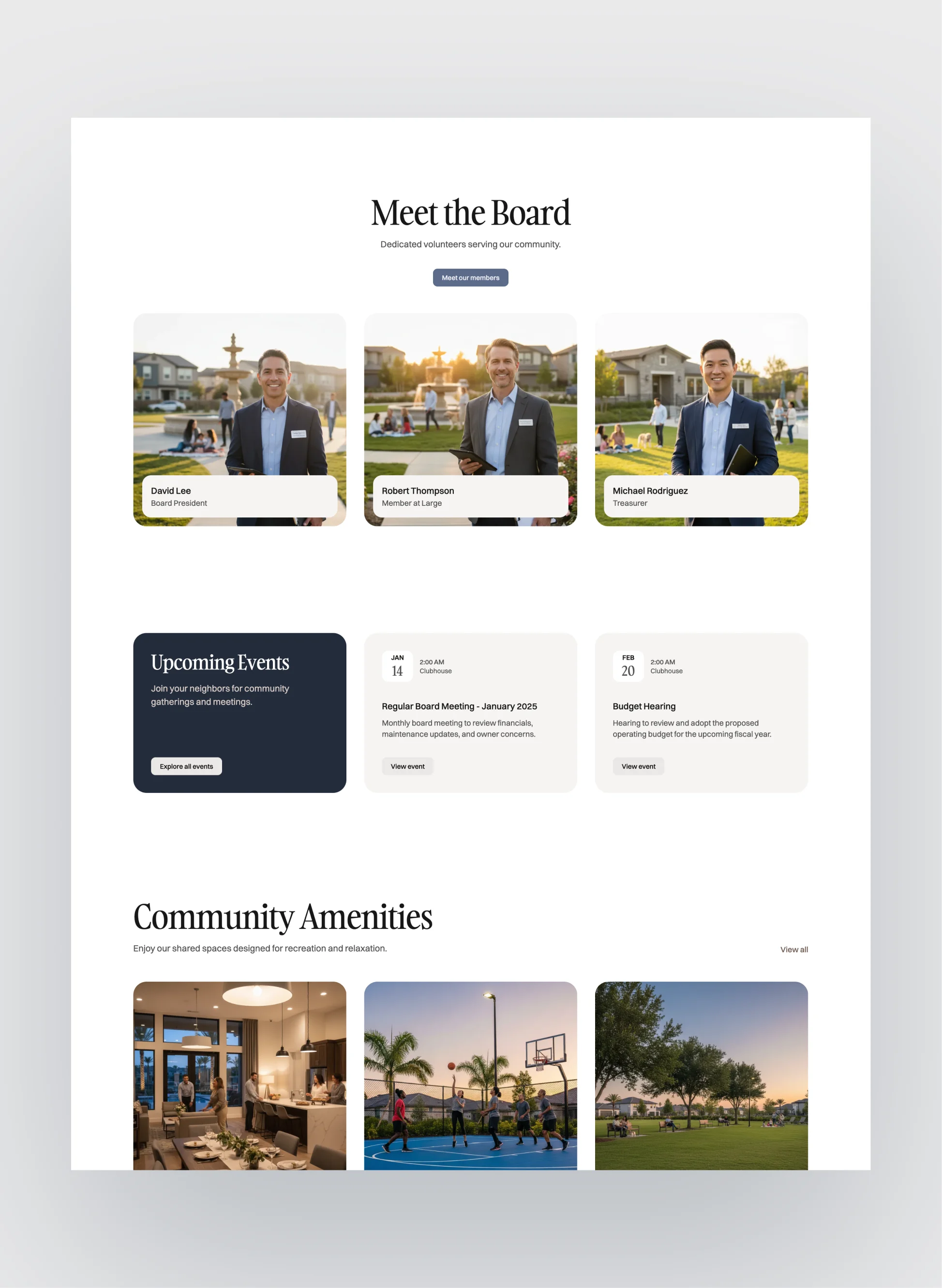 Community announcements section in Newport
