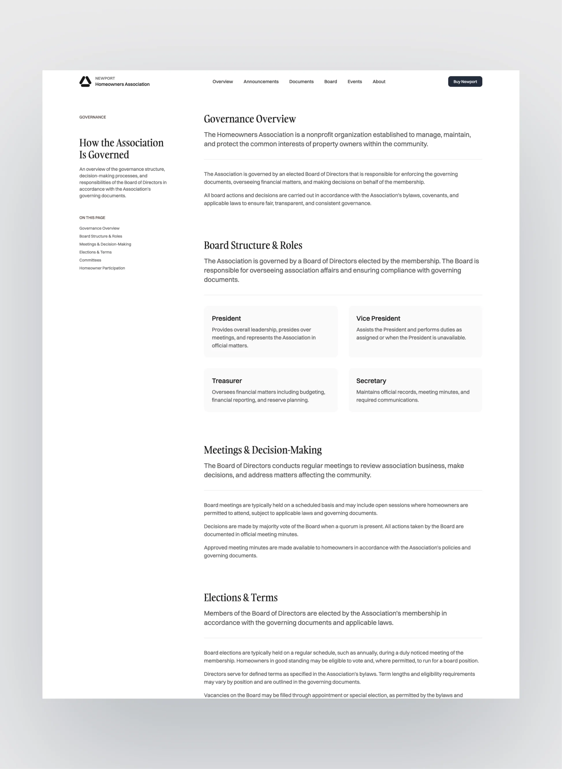 Responsive view of Newport on mobile devices