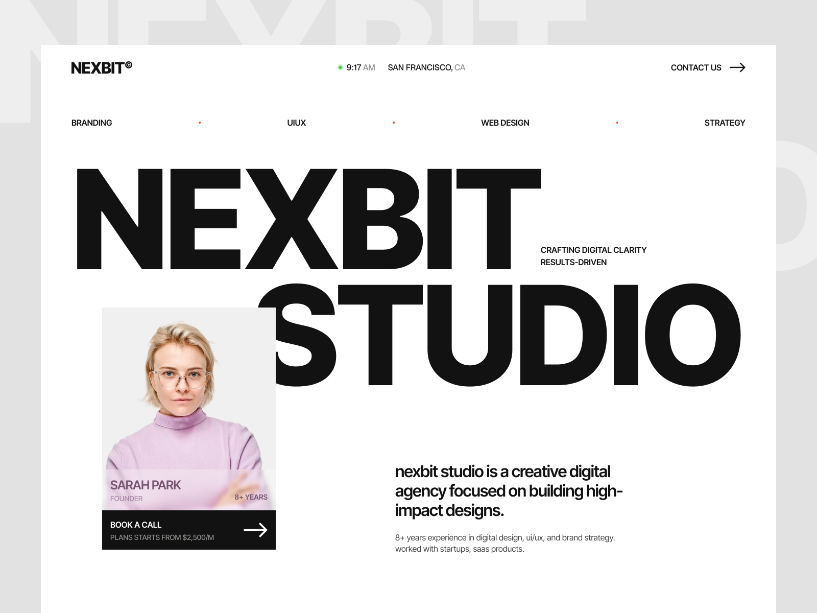 Nexbit portfolio template in Figma