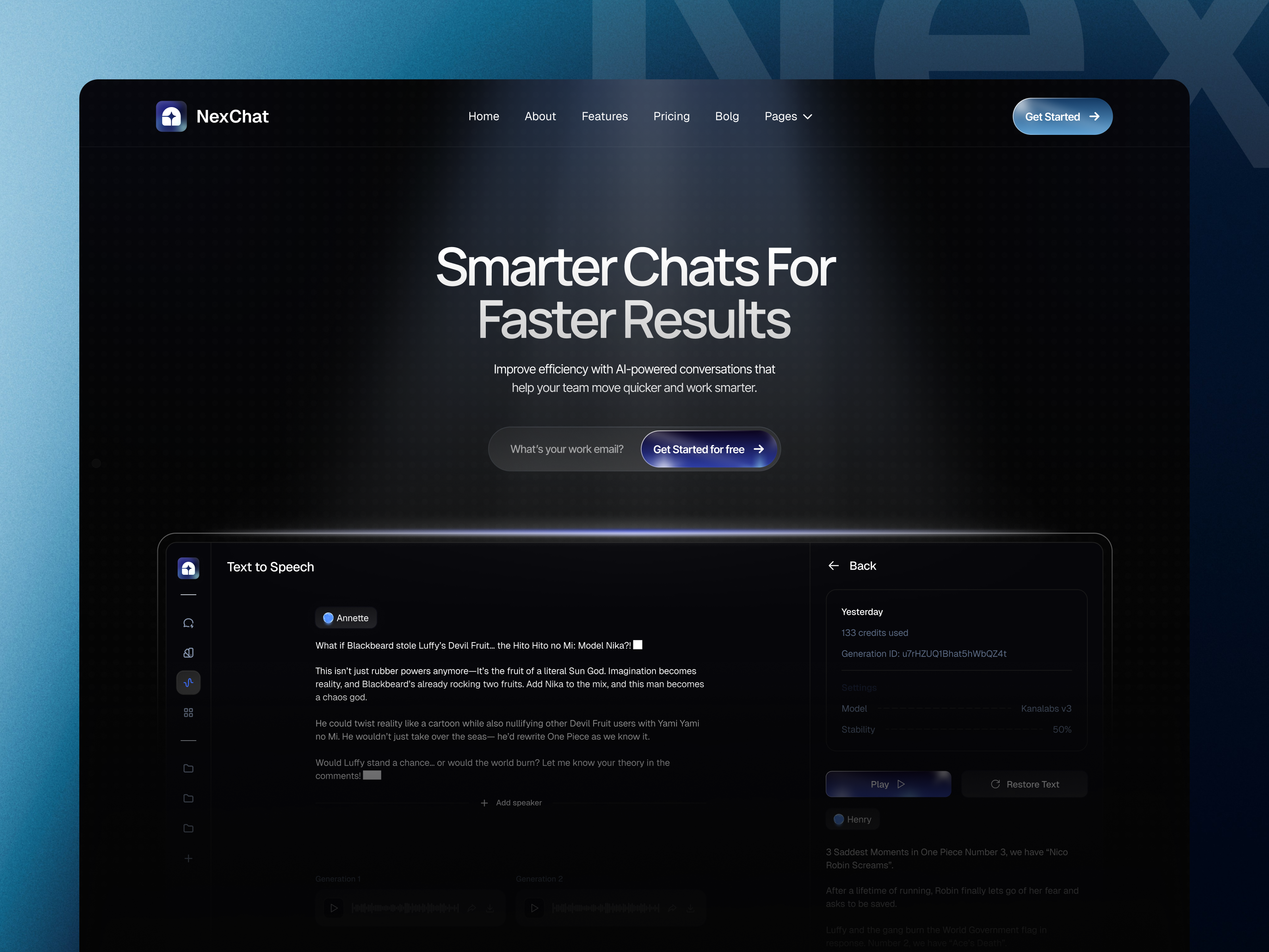 Nexchat website template homepage preview