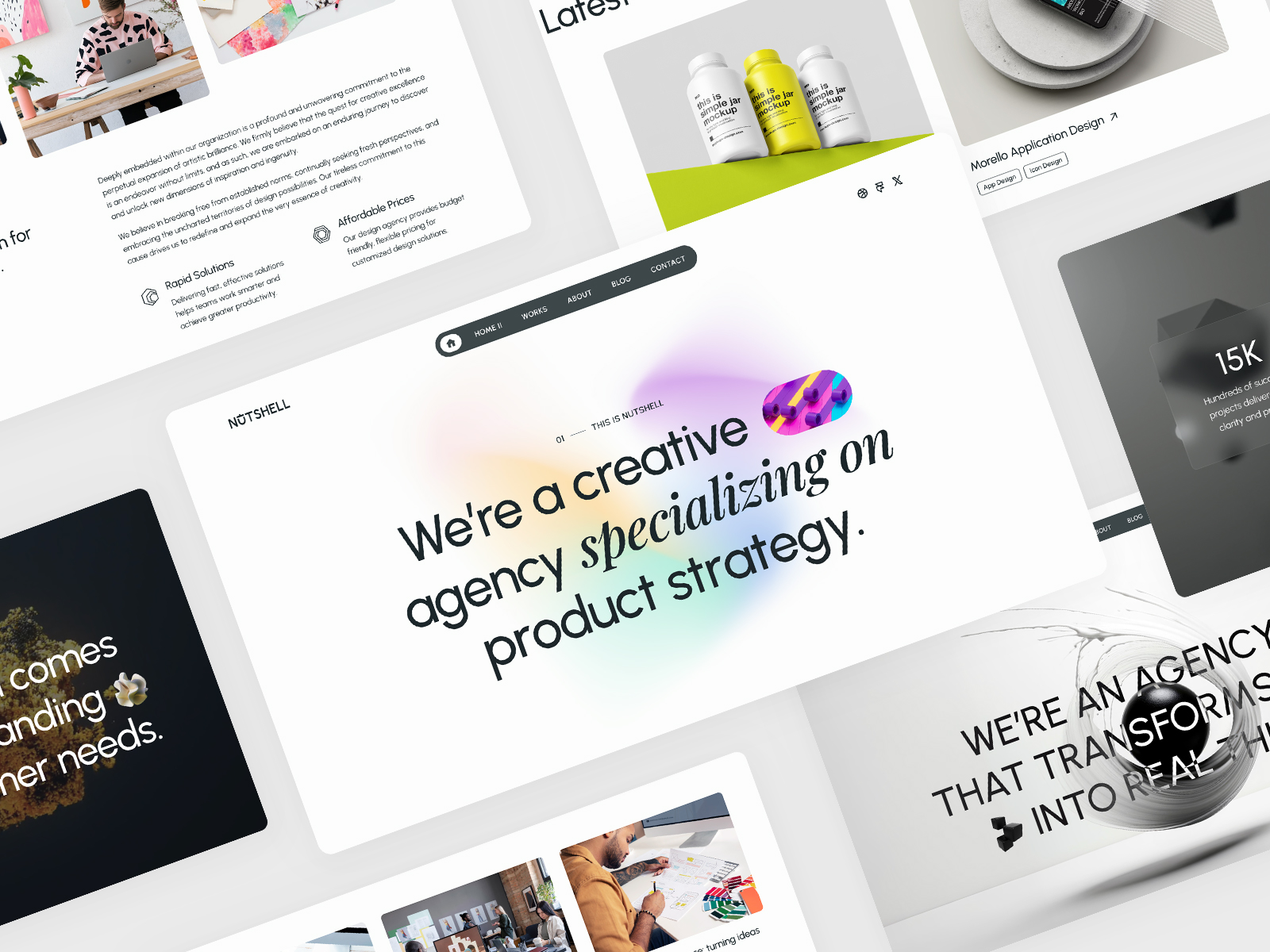 Nutshell homepage design showcasing modern layout