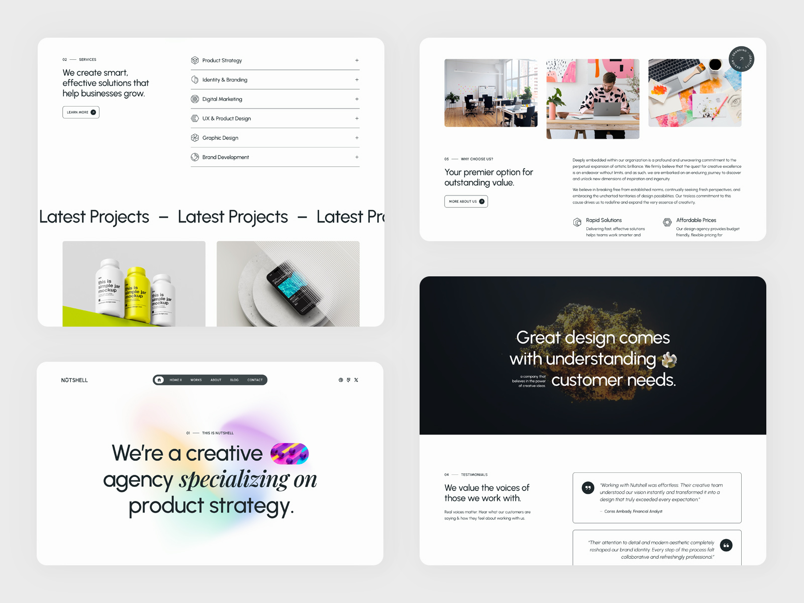 Portfolio page design from the Nutshell template