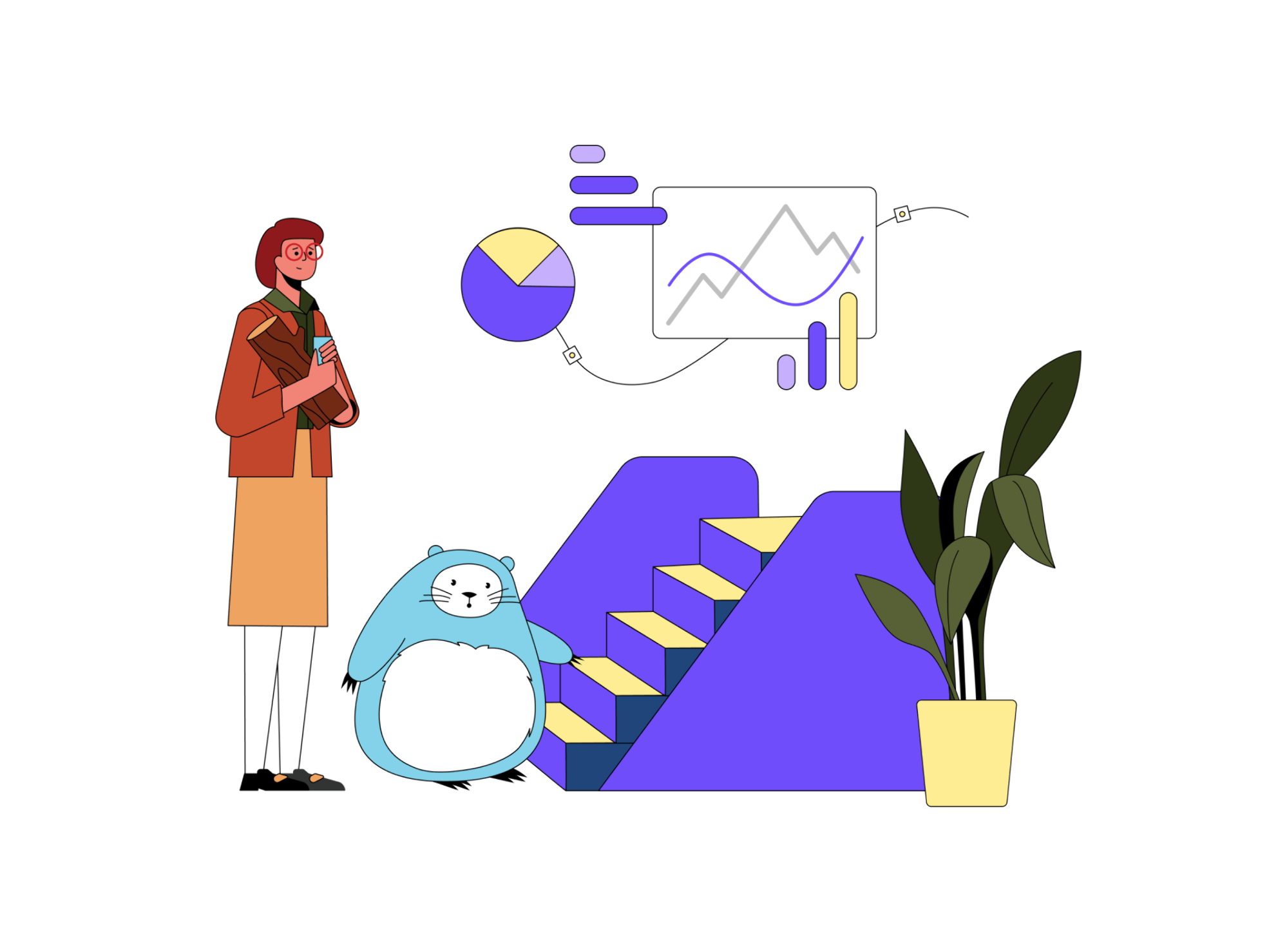 Dynamic character illustration for websites and social media