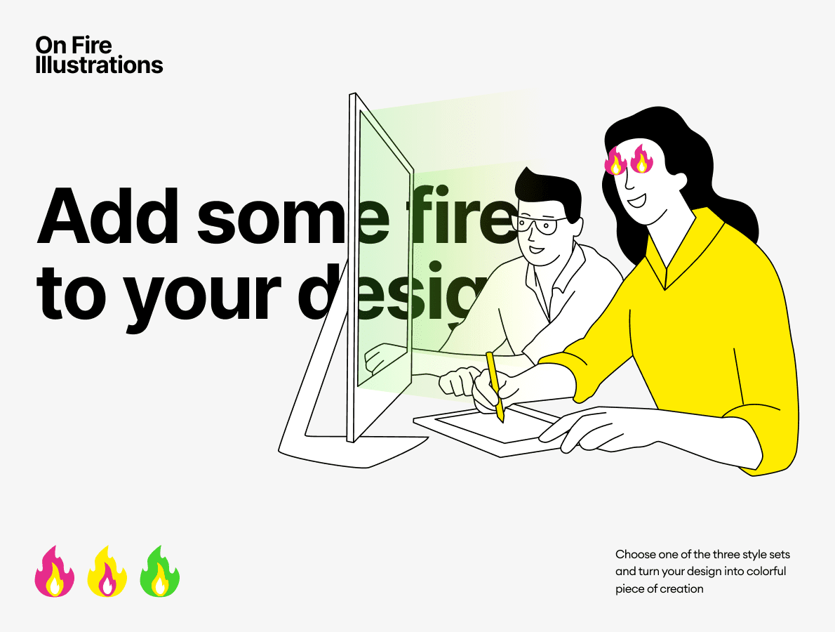 Whimsical depiction of fire elements