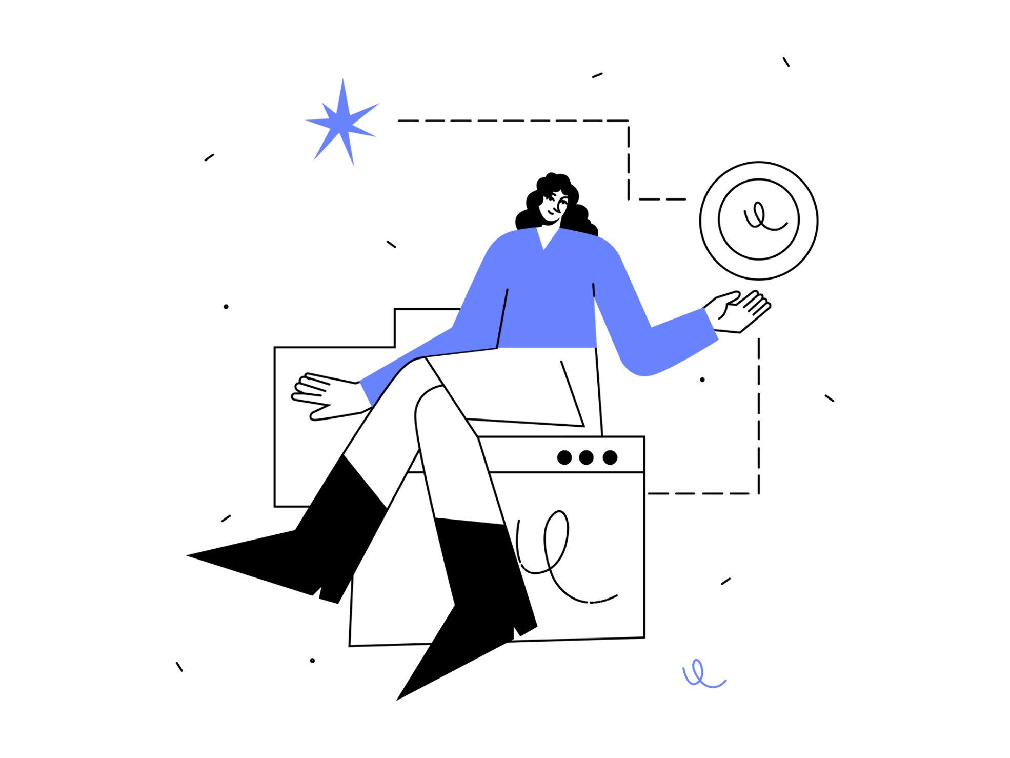 Vector character ready to tell stories about startups