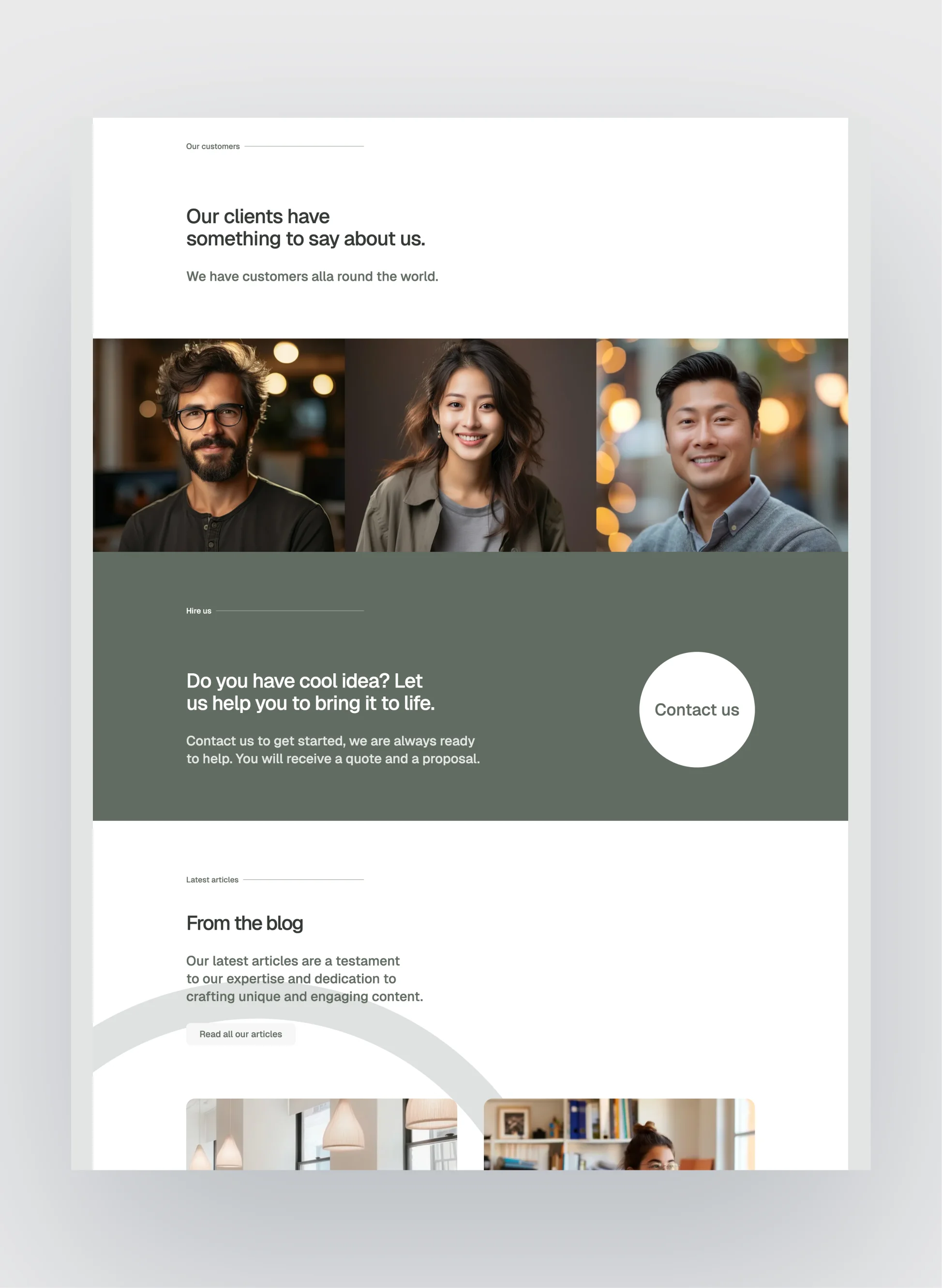 Creative agency functionalities highlighted in Outkast template