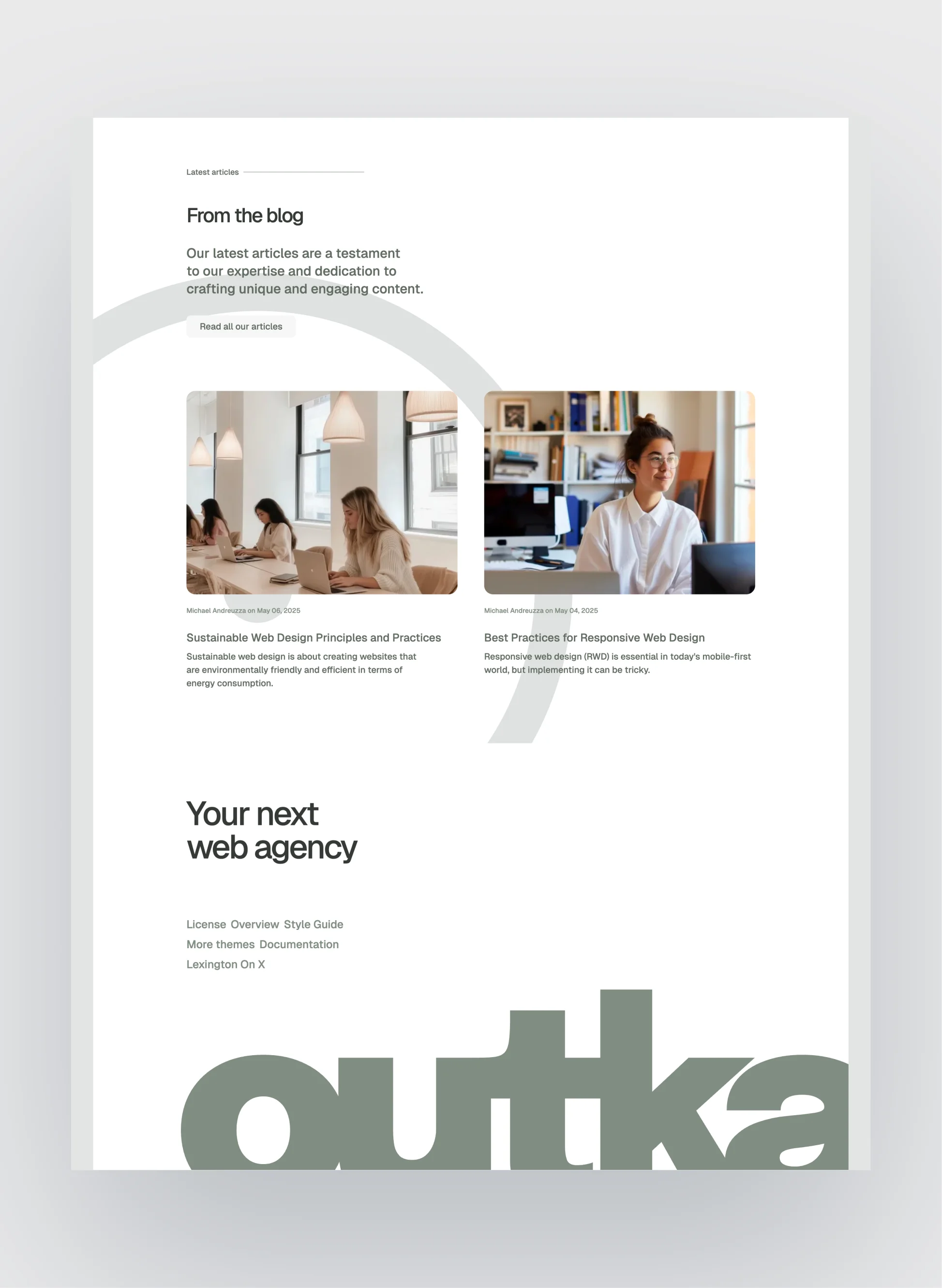 Showcase of Outkast template styles and components