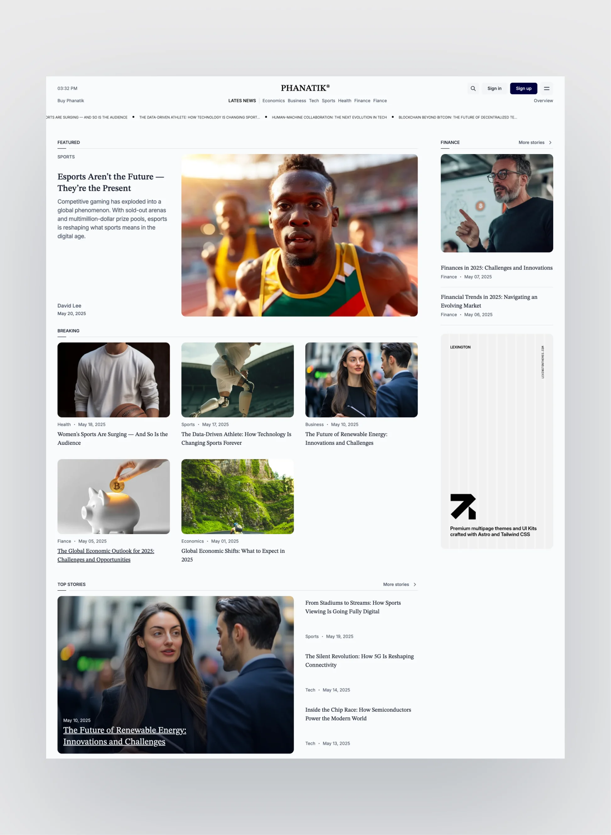 Phanatik blog layout showcasing oversized headlines