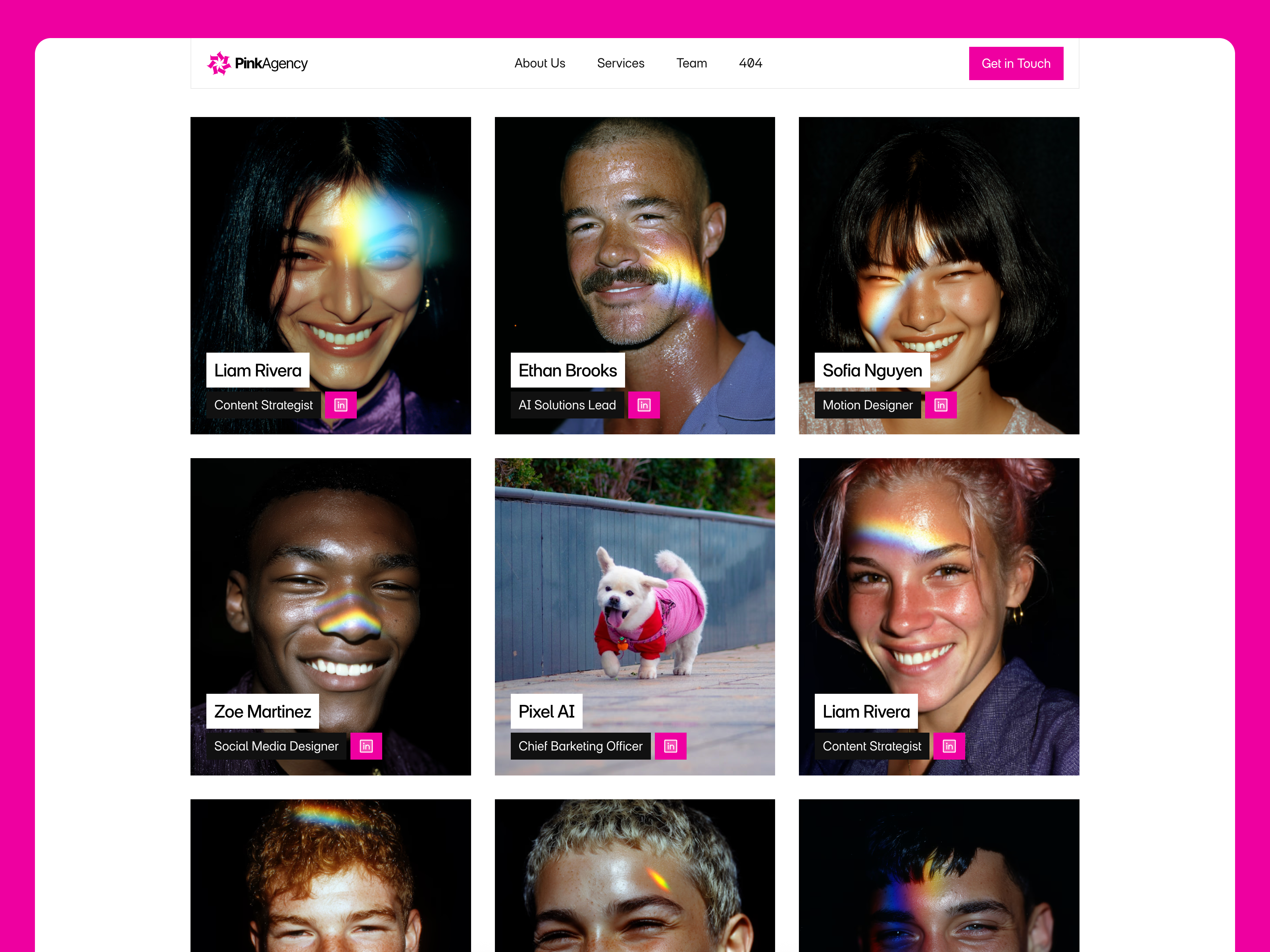 Responsive design example of the Pink template