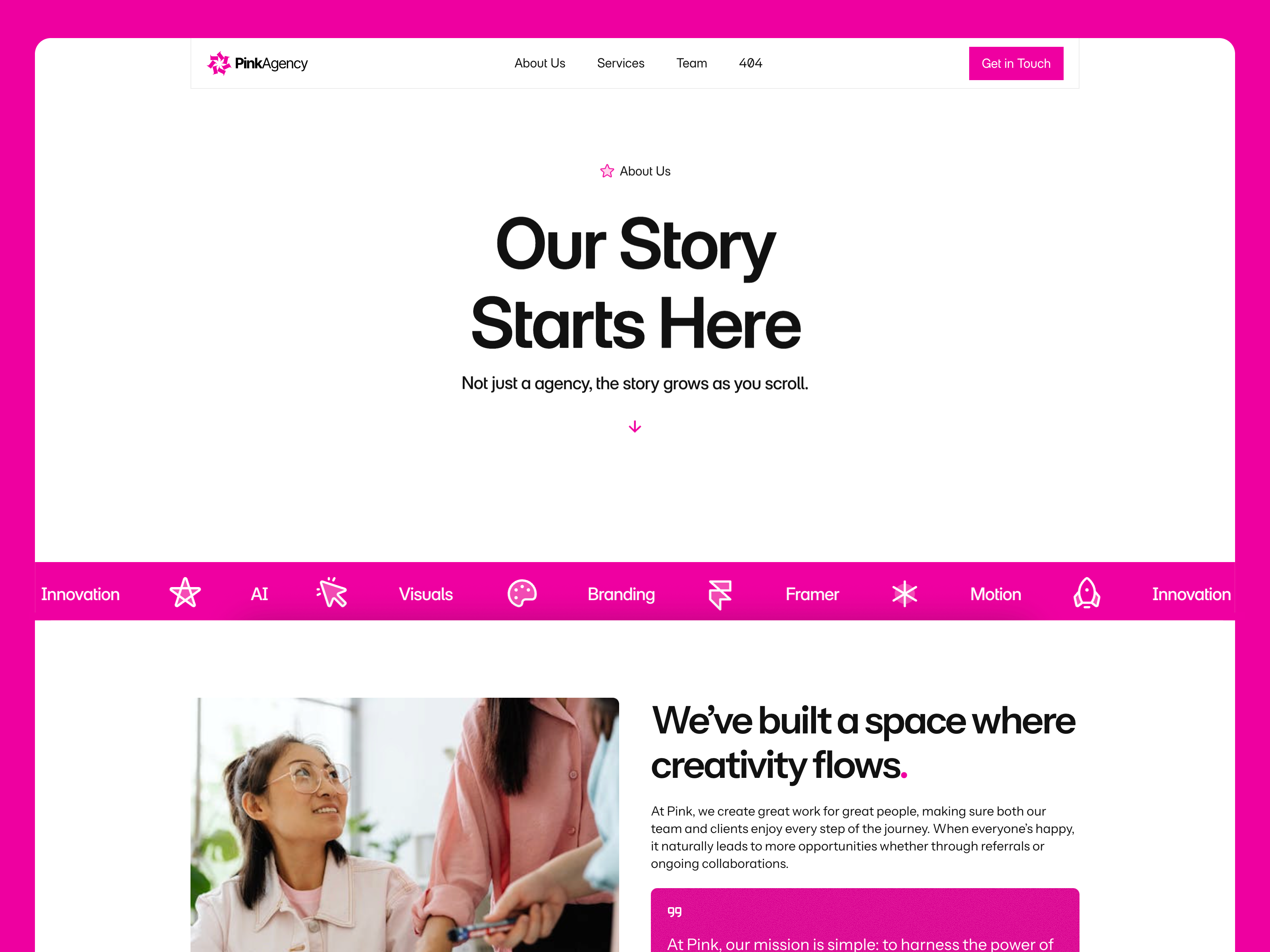 Contact page example from the Pink template